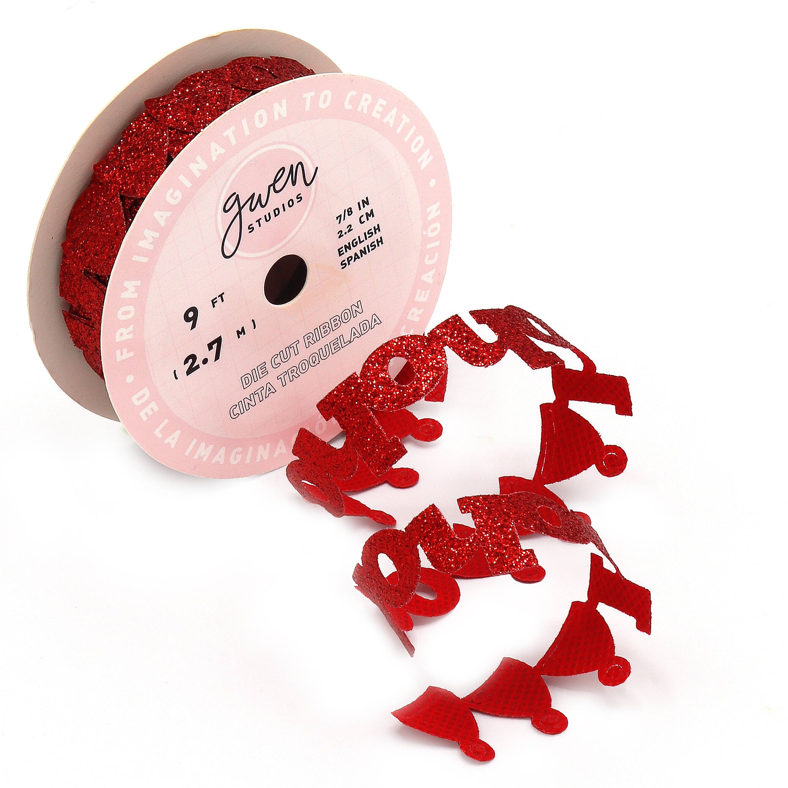 Gwen Studios 7/8" x 3yd. Die Cut "Ho Ho Ho" Words Christmas Ribbon