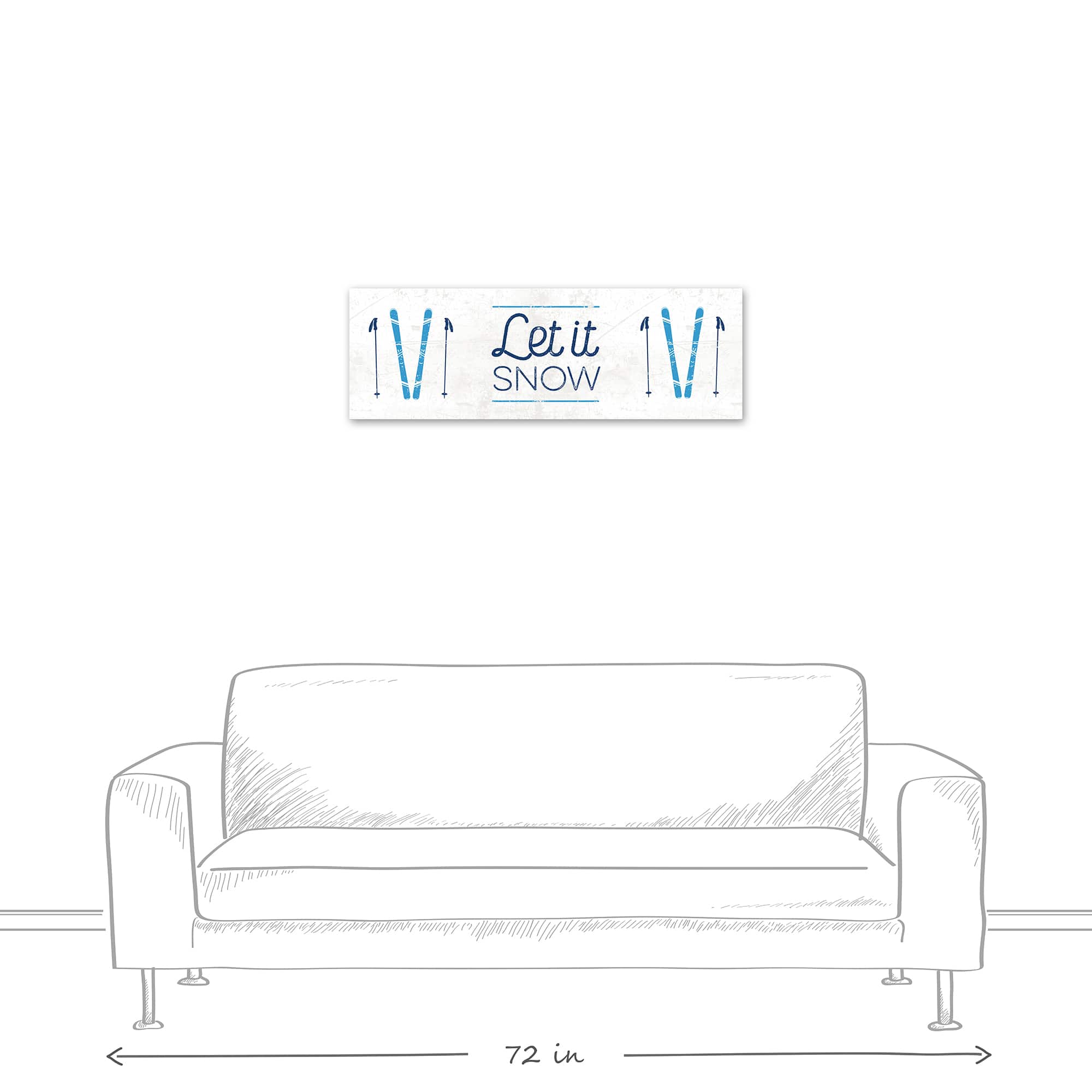 Let It Snow Skis 36x12 Canvas Wall Art