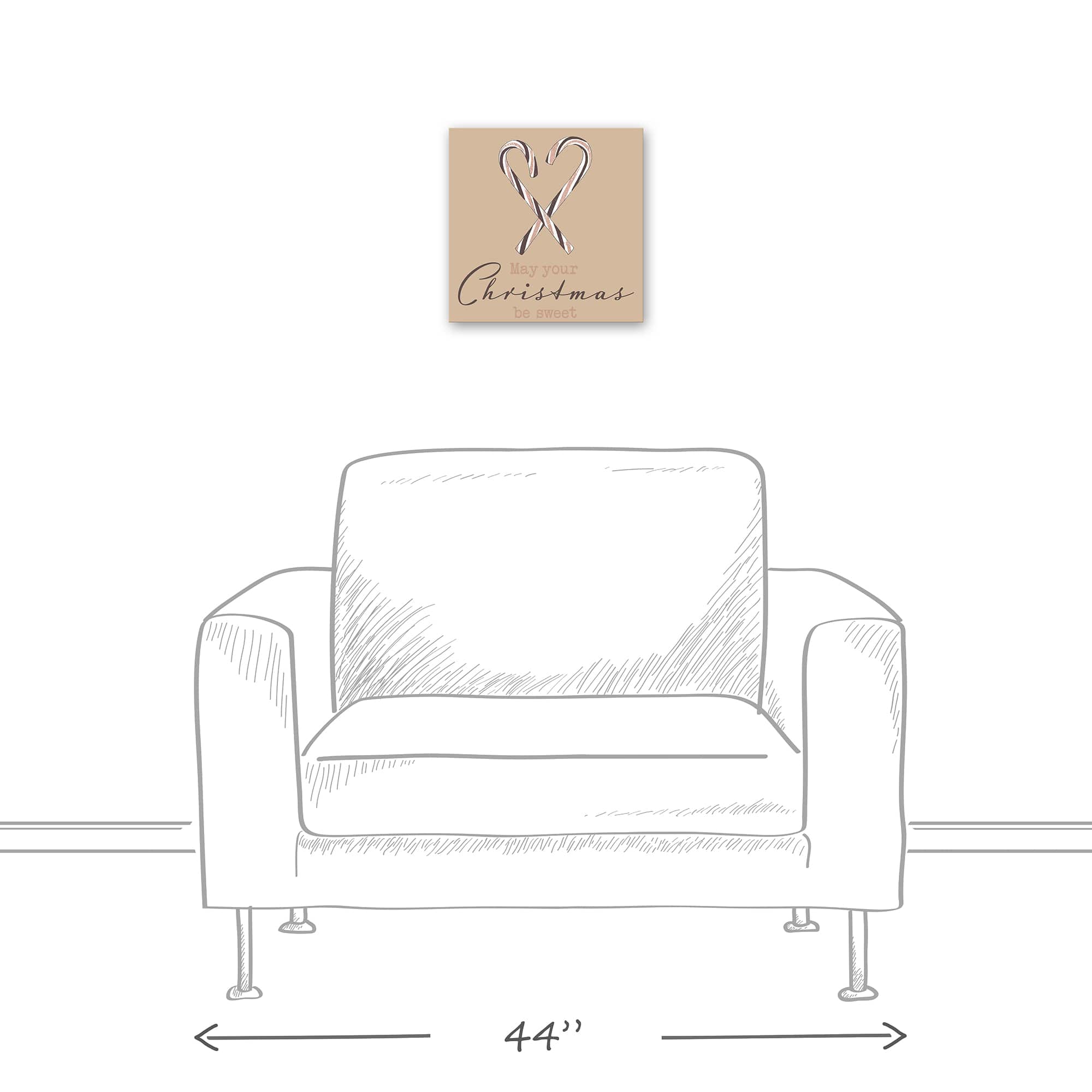 Sweet Christmas Candy Cane Canvas Wall Art