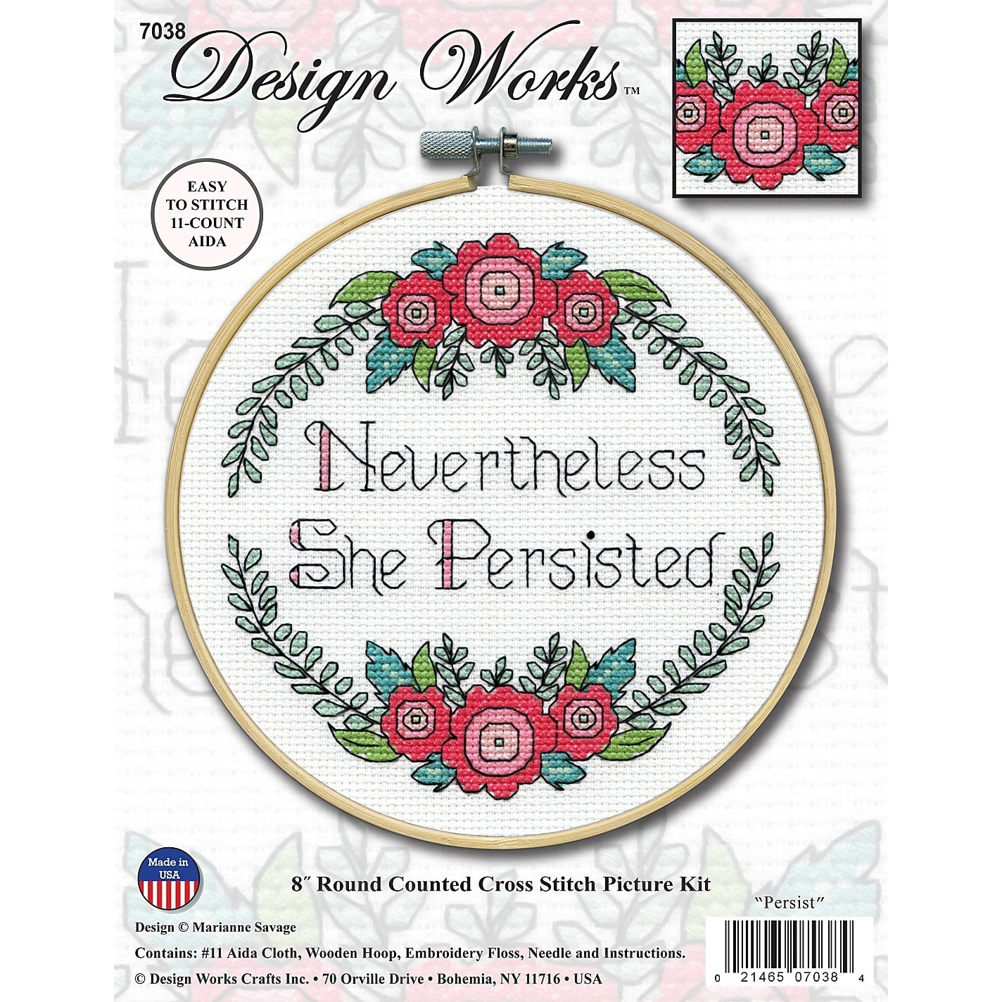Design Works™ 8'' Round Nevertheless She Persisted Counted Cross Stitch Kit