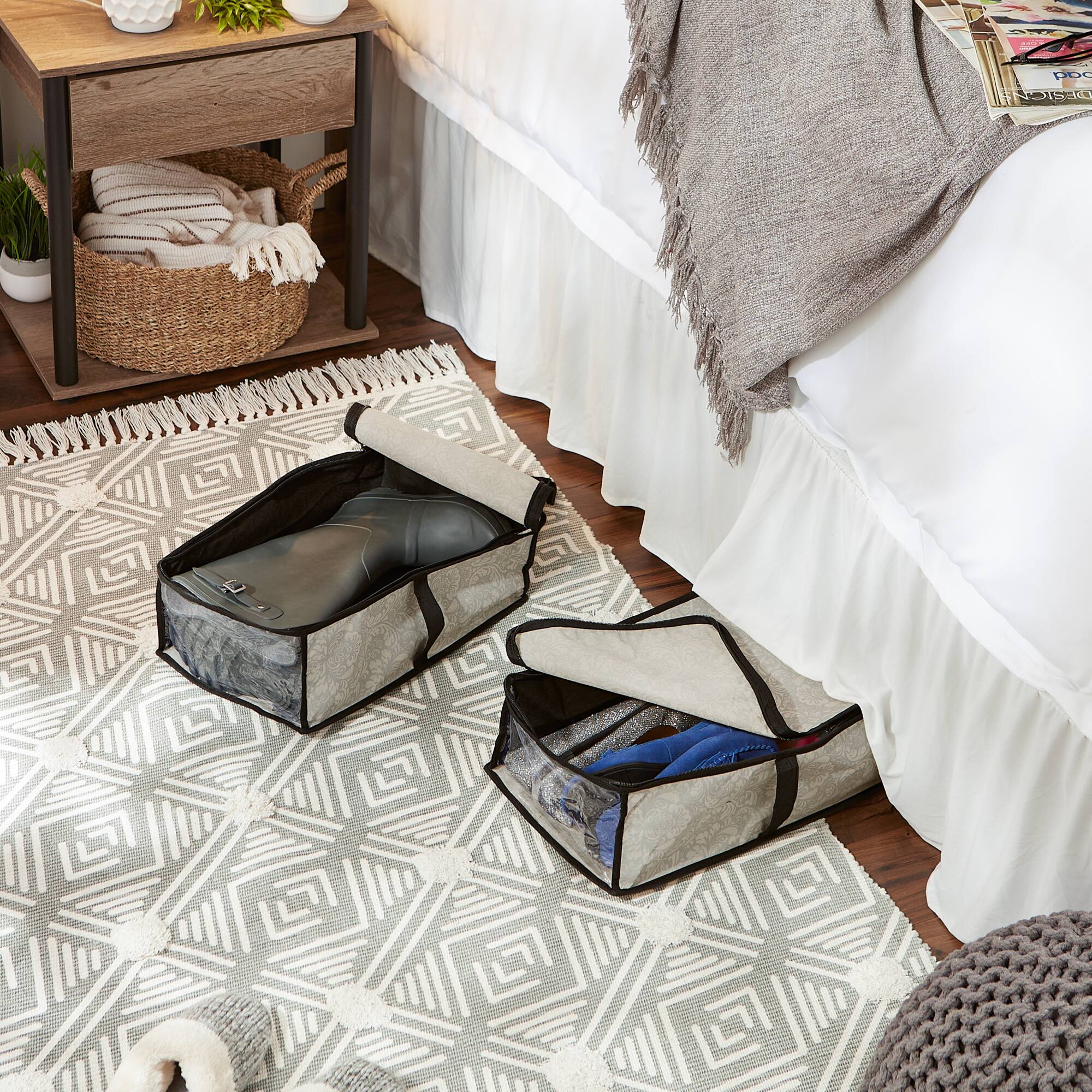 DII® Damask Under-The-Bed Shoes Soft Storage Set, 2ct.