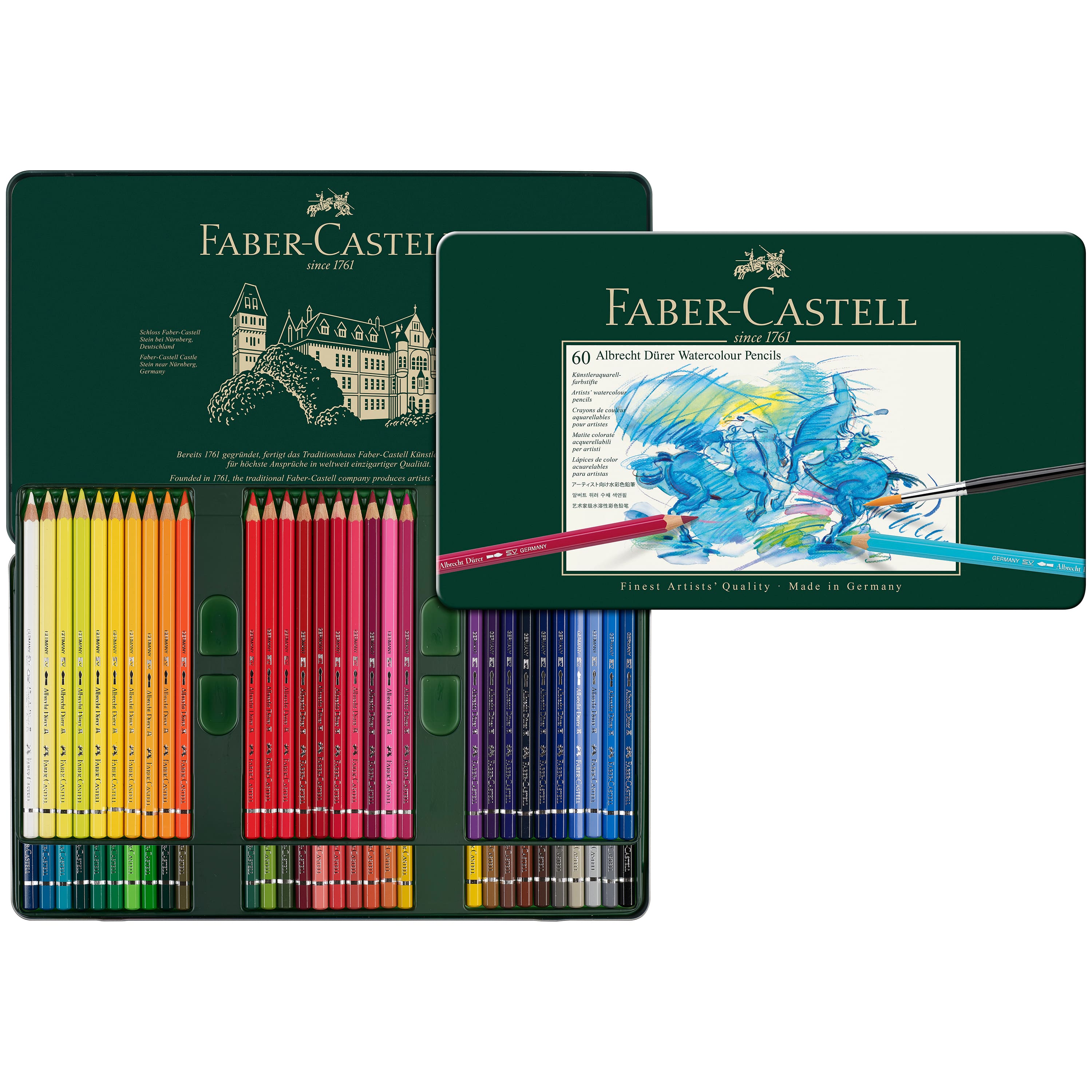Faber-Castell Albrecht Durer 60 Color Watercolor Pencil Set in Metal Case