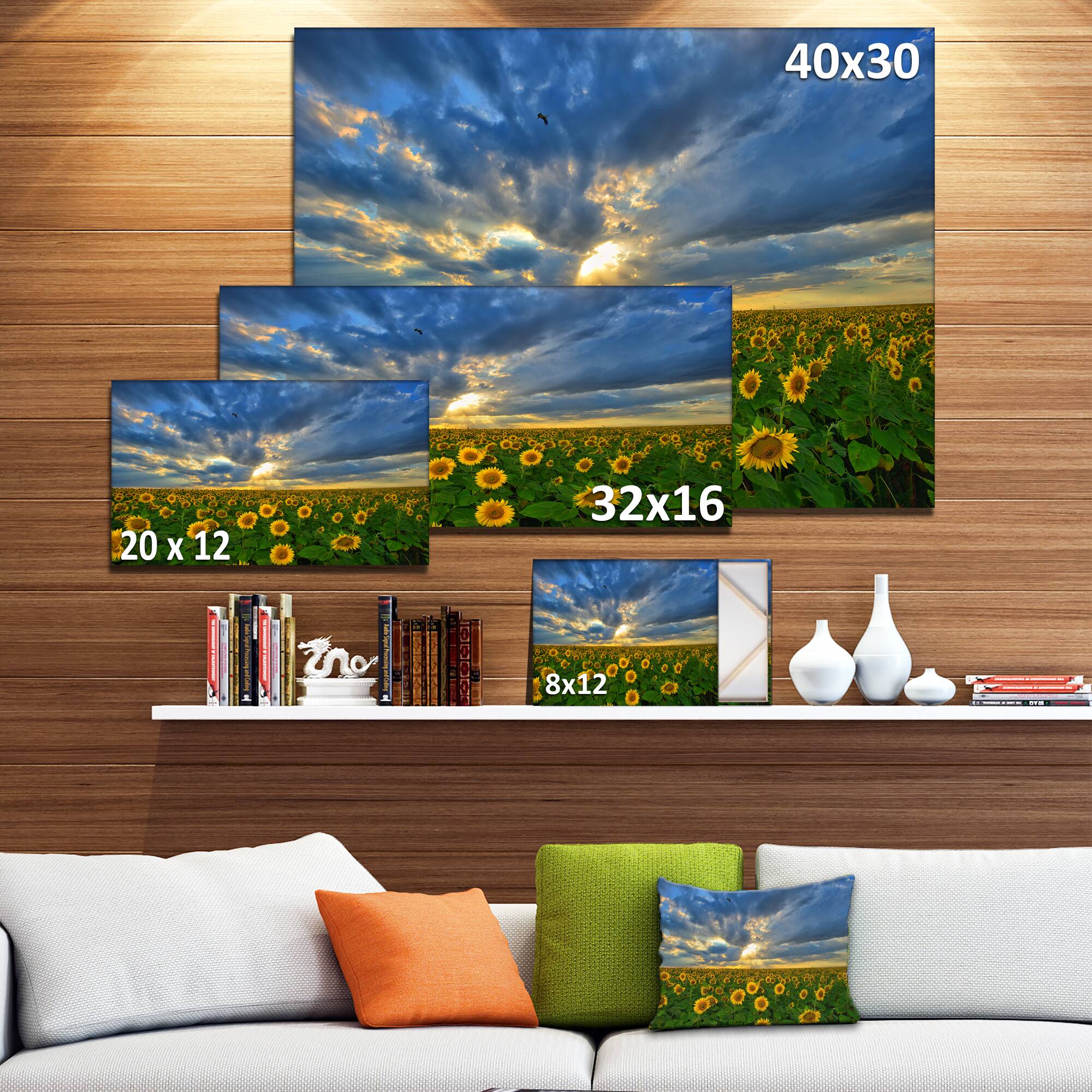Designart - Beauty Sunset over Sunflowers