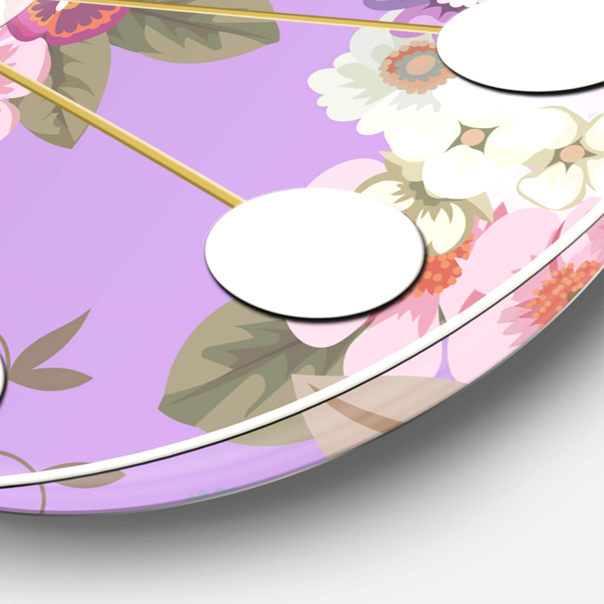 Designart 'Pattern With Country Roses Mid-Century Modern Wall Clock