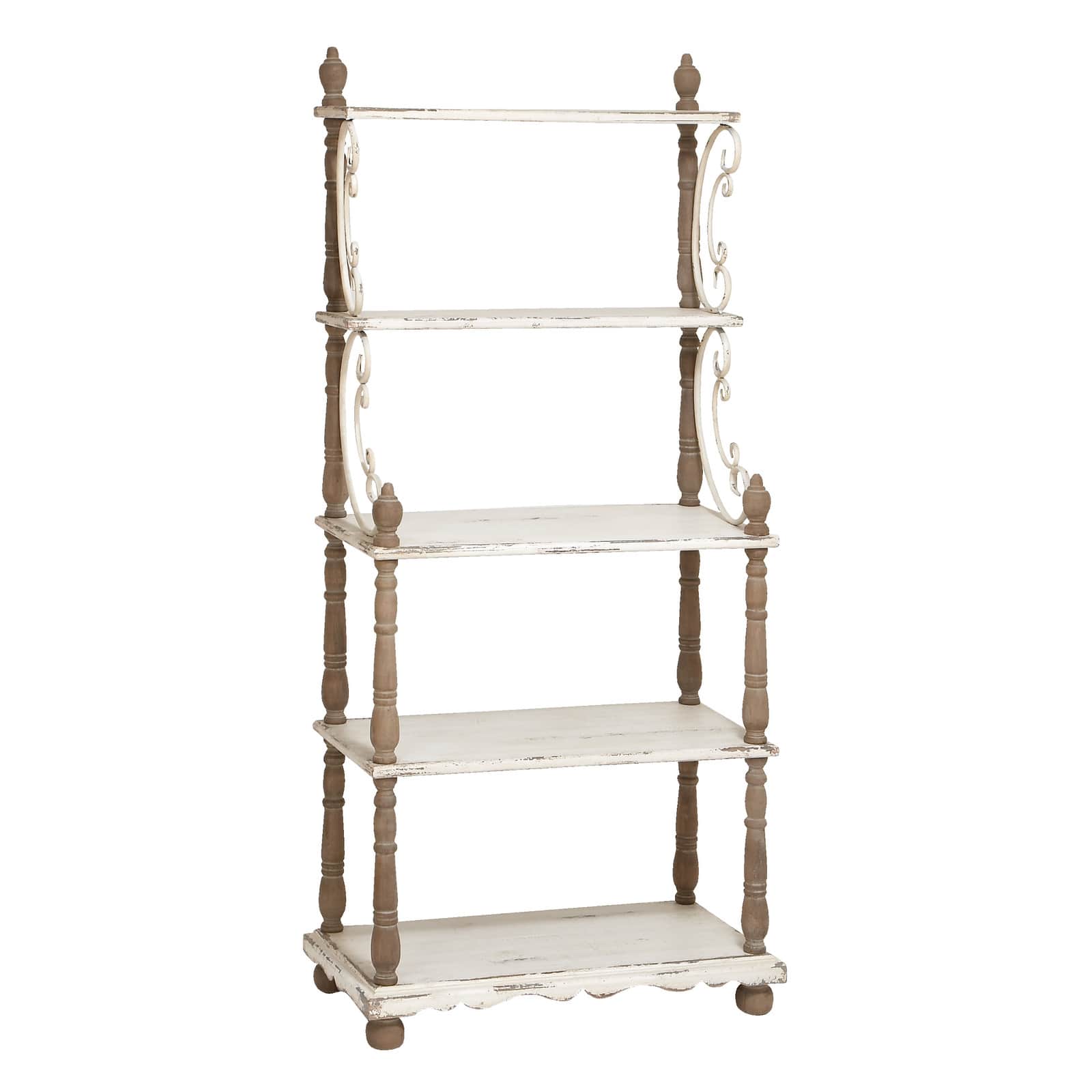 White Wood Farmhouse Shelving Unit