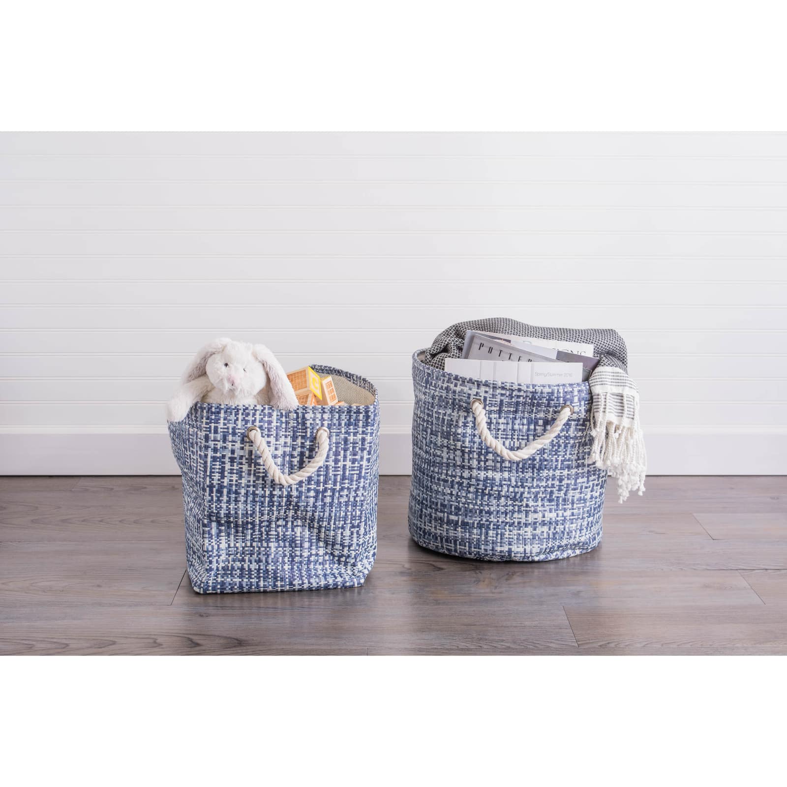 DII® Large Nautical Blue Tweed Rectangular Paper Bin