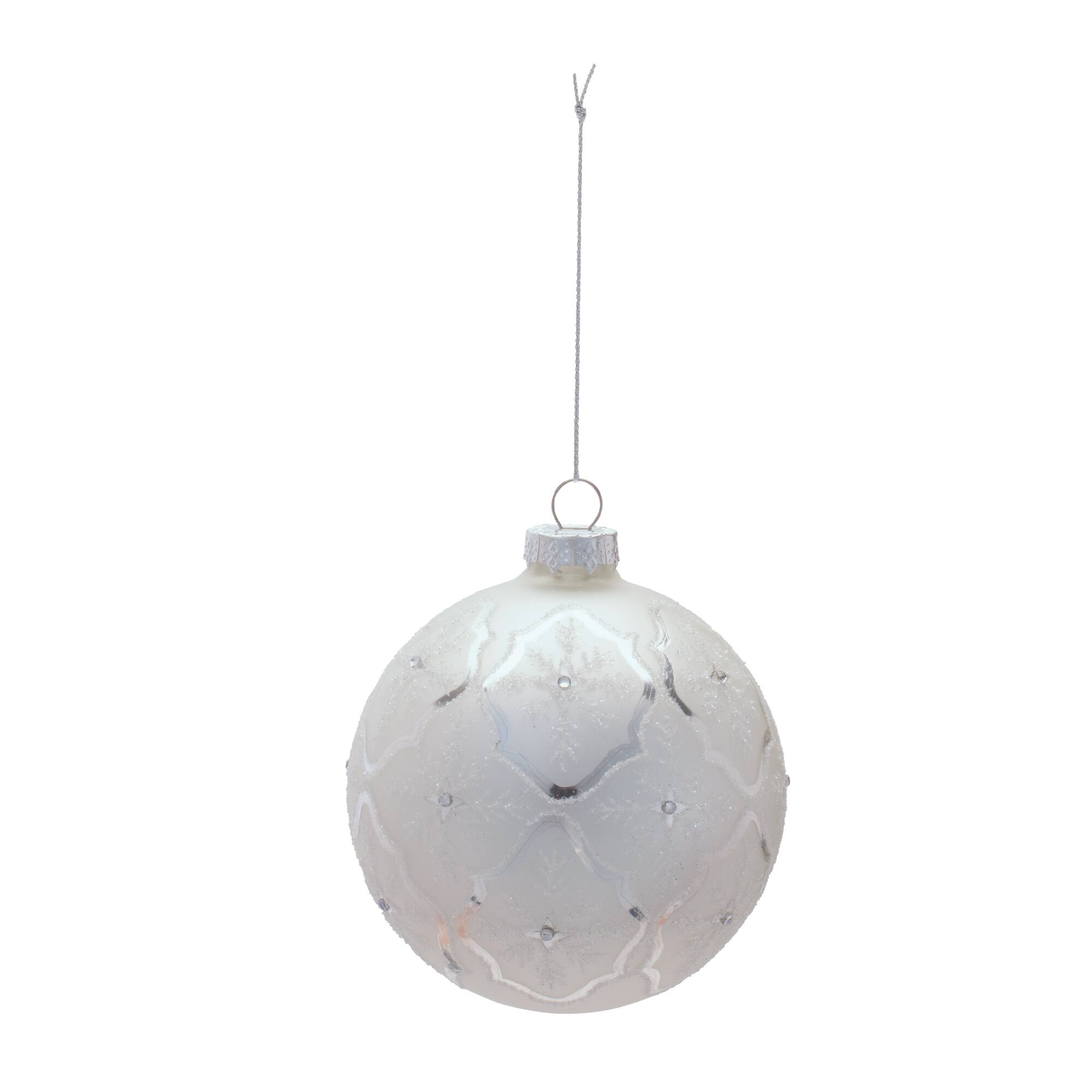 Melrose 4" Glass Ball Ornaments with Snowflake, 6ct.