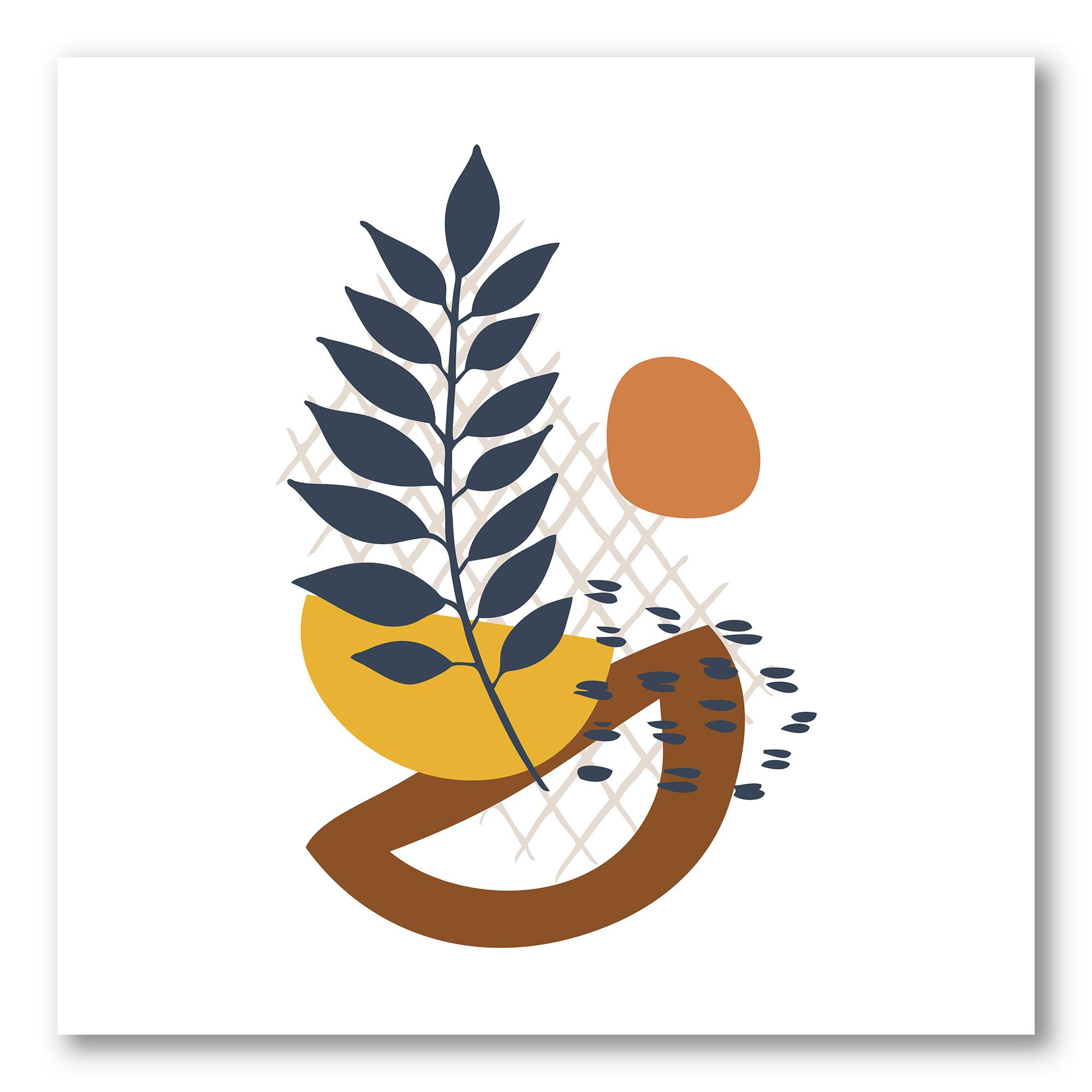 Designart - Elementary Shapes With Abstract Leaves