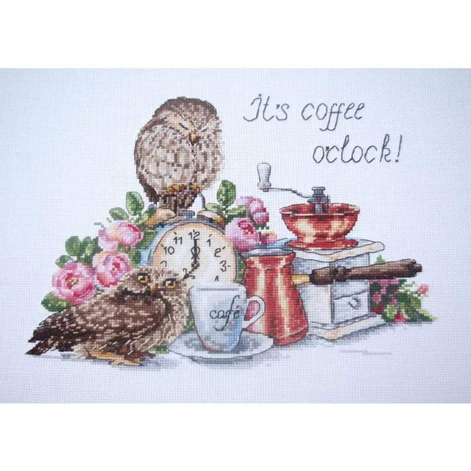 Merejka® It's Coffee O'clock Counted Cross Stitch Kit