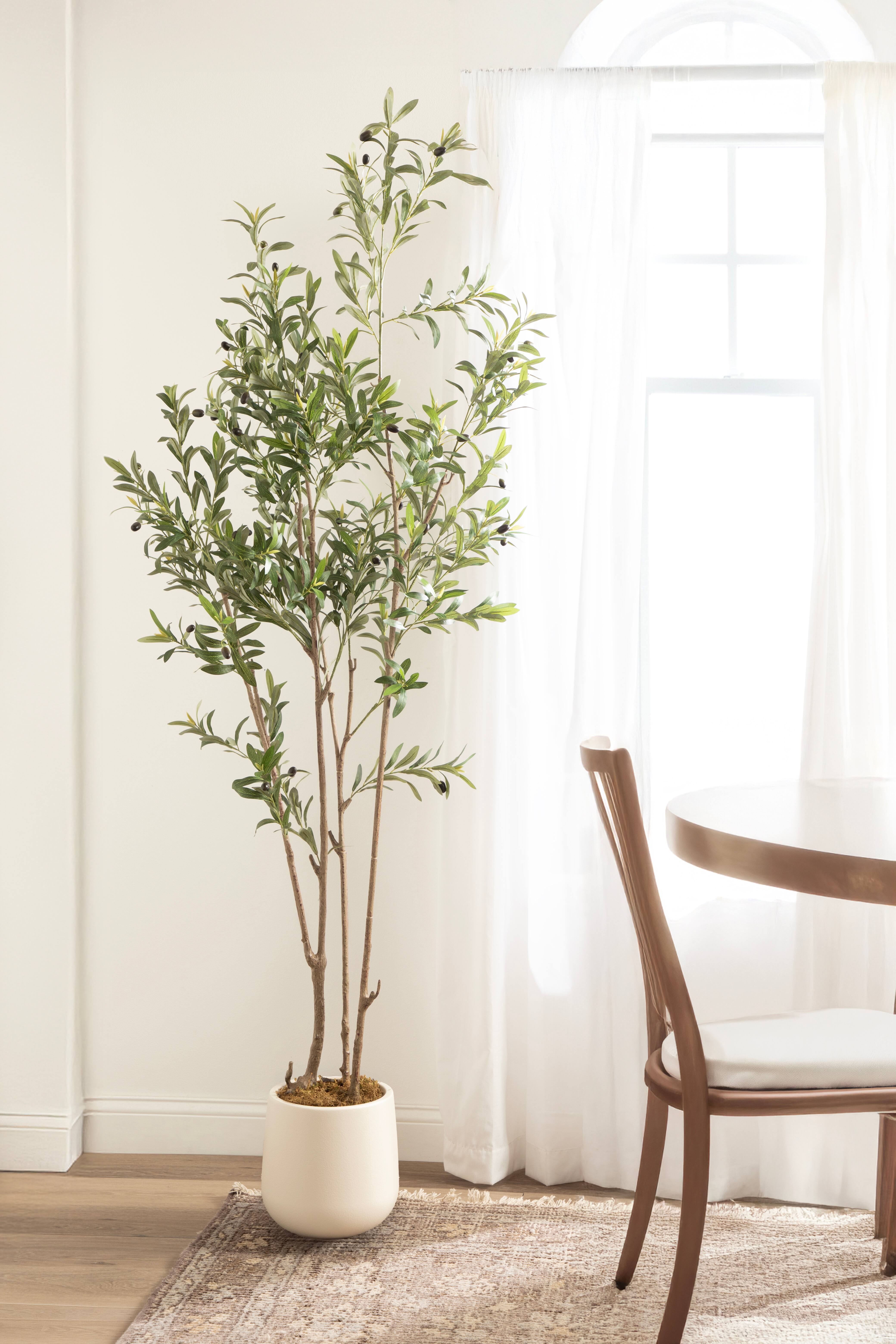 Kate and Laurel 7ft. Green Oliveira Faux Olive Tree