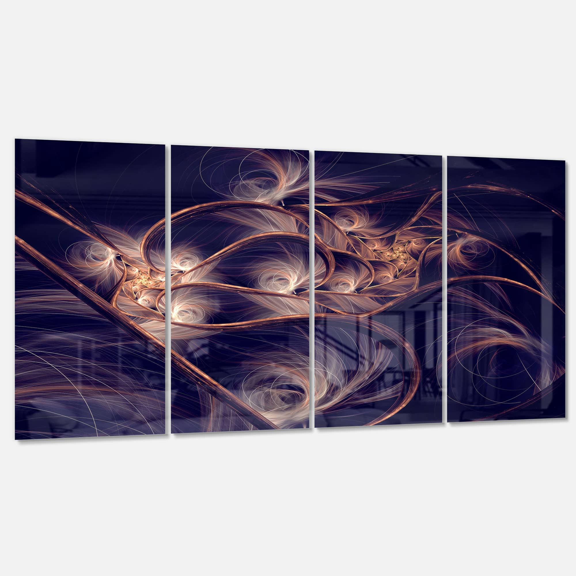 Designart - Dark Gold Fractal Flower Pattern