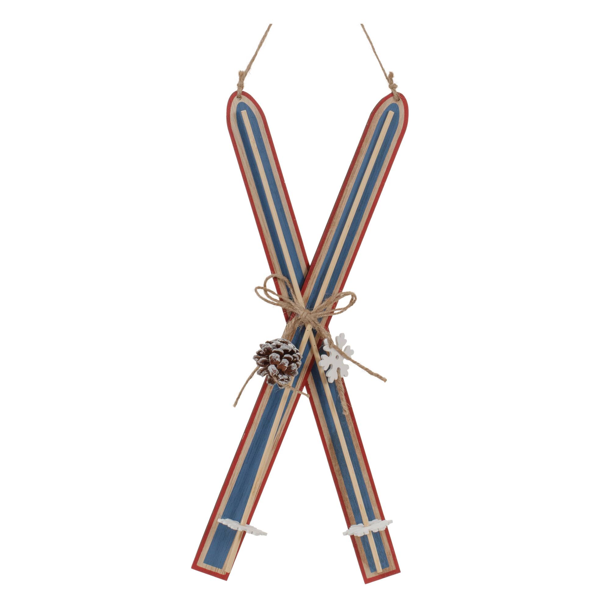 15.5" Wood Ski Ornaments, 2ct.