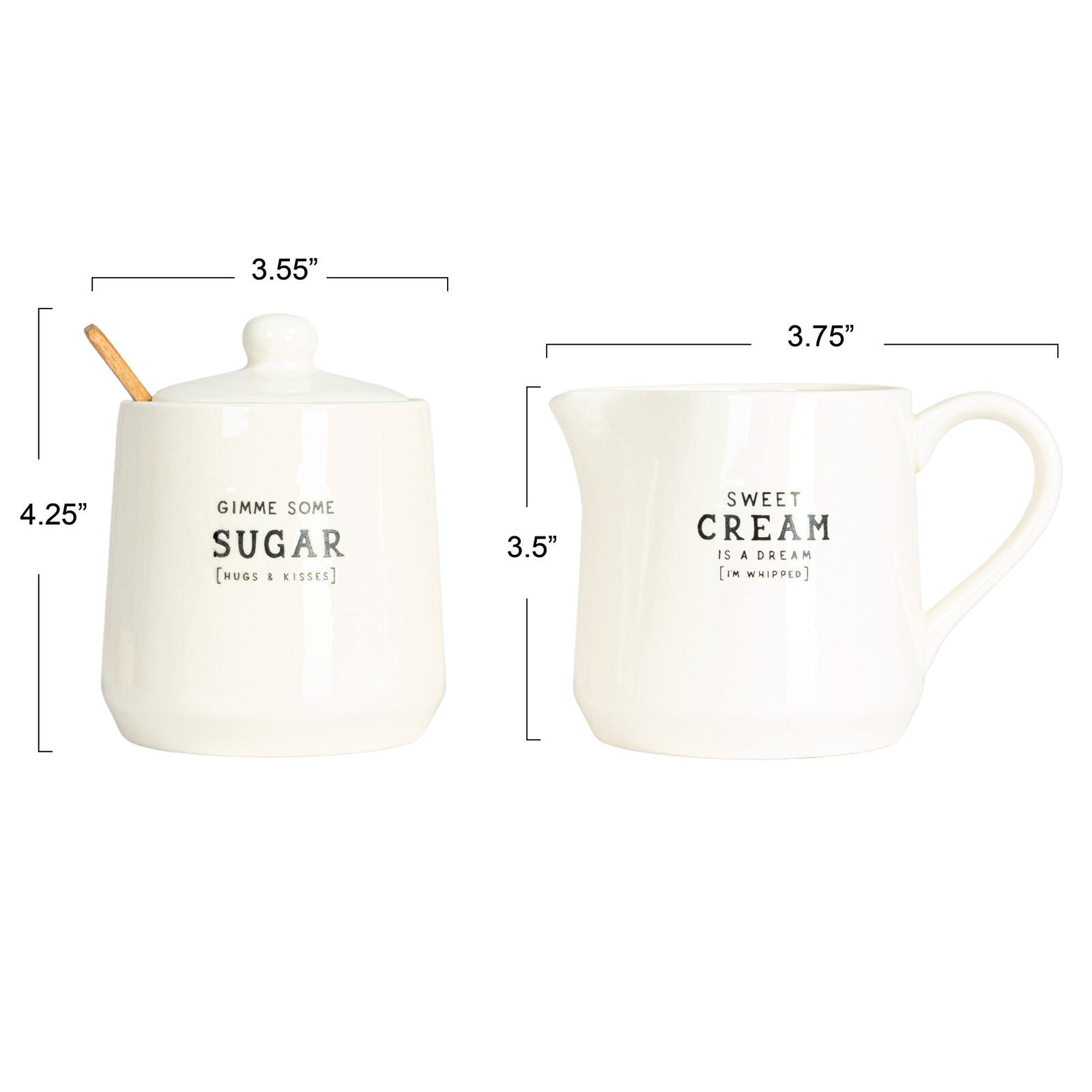 Hello Honey® White Charming Stoneware Creamer & Sugar Pot Set with Spoon