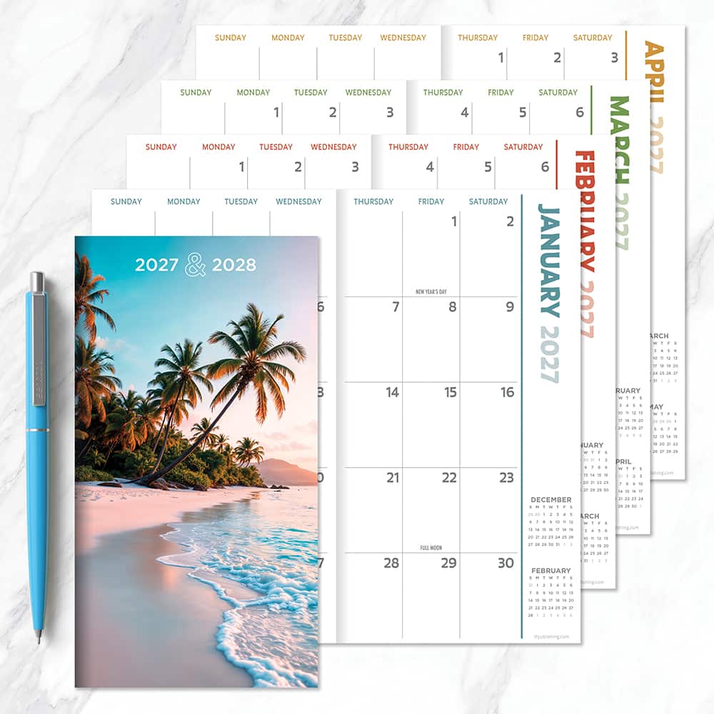 2027-2028 Beaches Small Monthly Pocket Planner