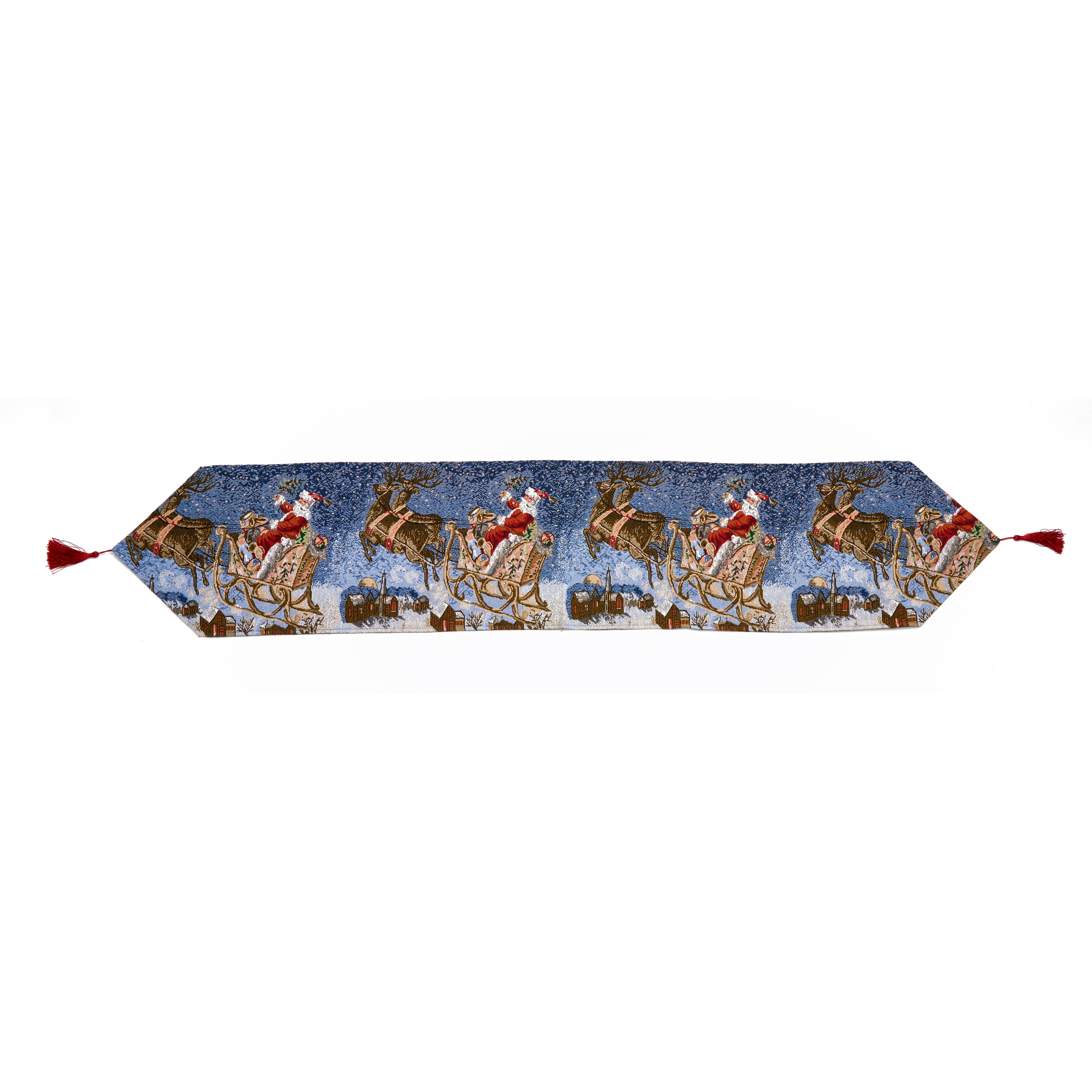 67" Christmas Santa Sleigh Tapestry Table Runner
