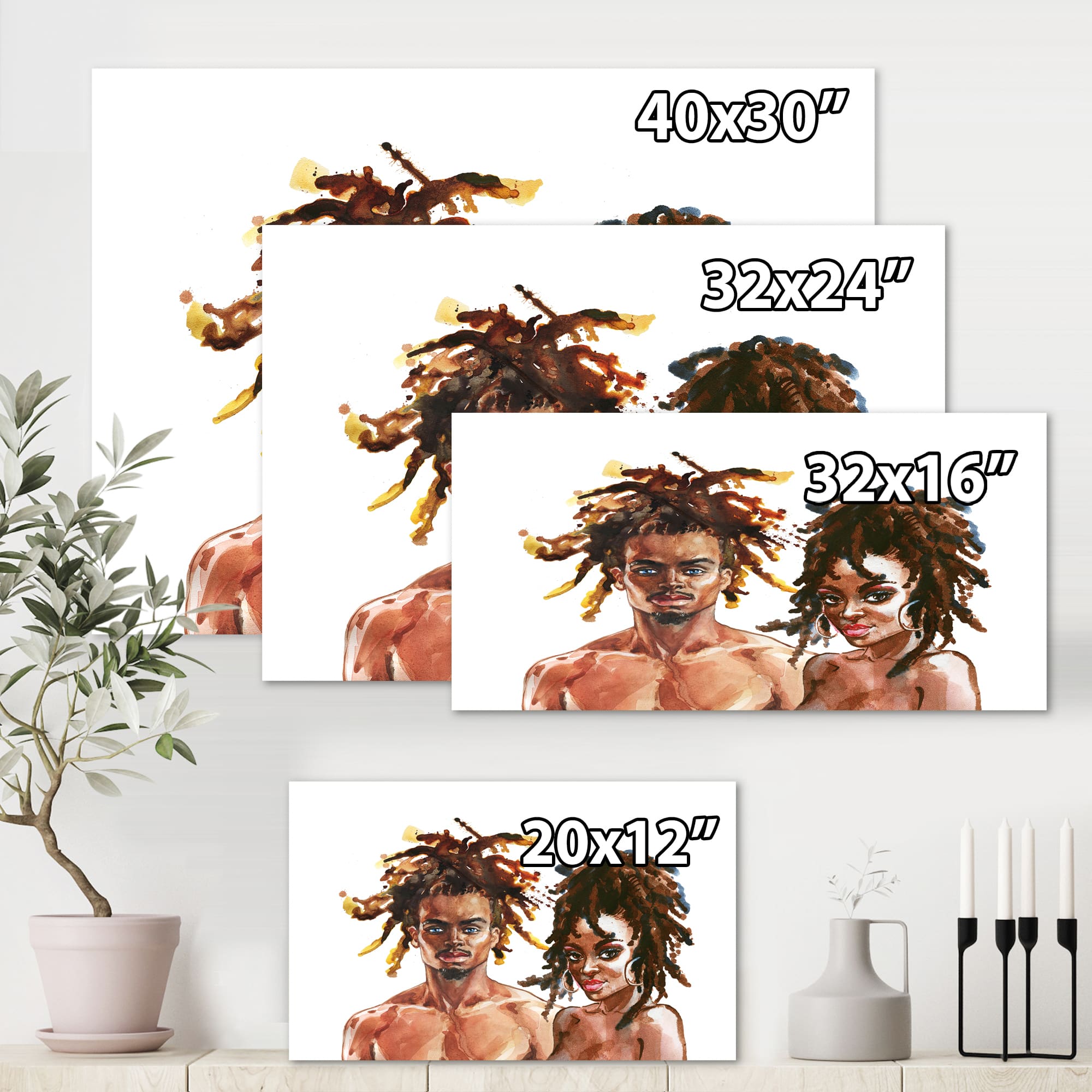 Designart - Portrait of African American Couple - Modern Canvas Wall Art Print