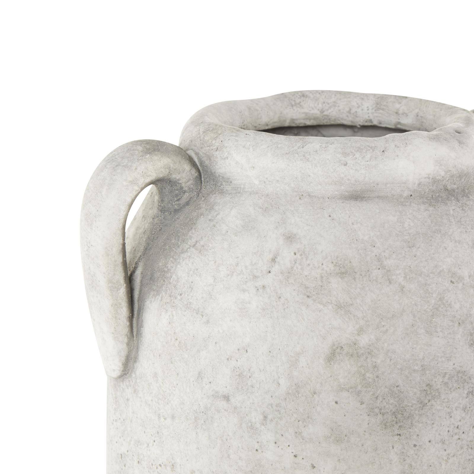 16.5" White Antique-Style Textured Ceramic Vase with and Handles