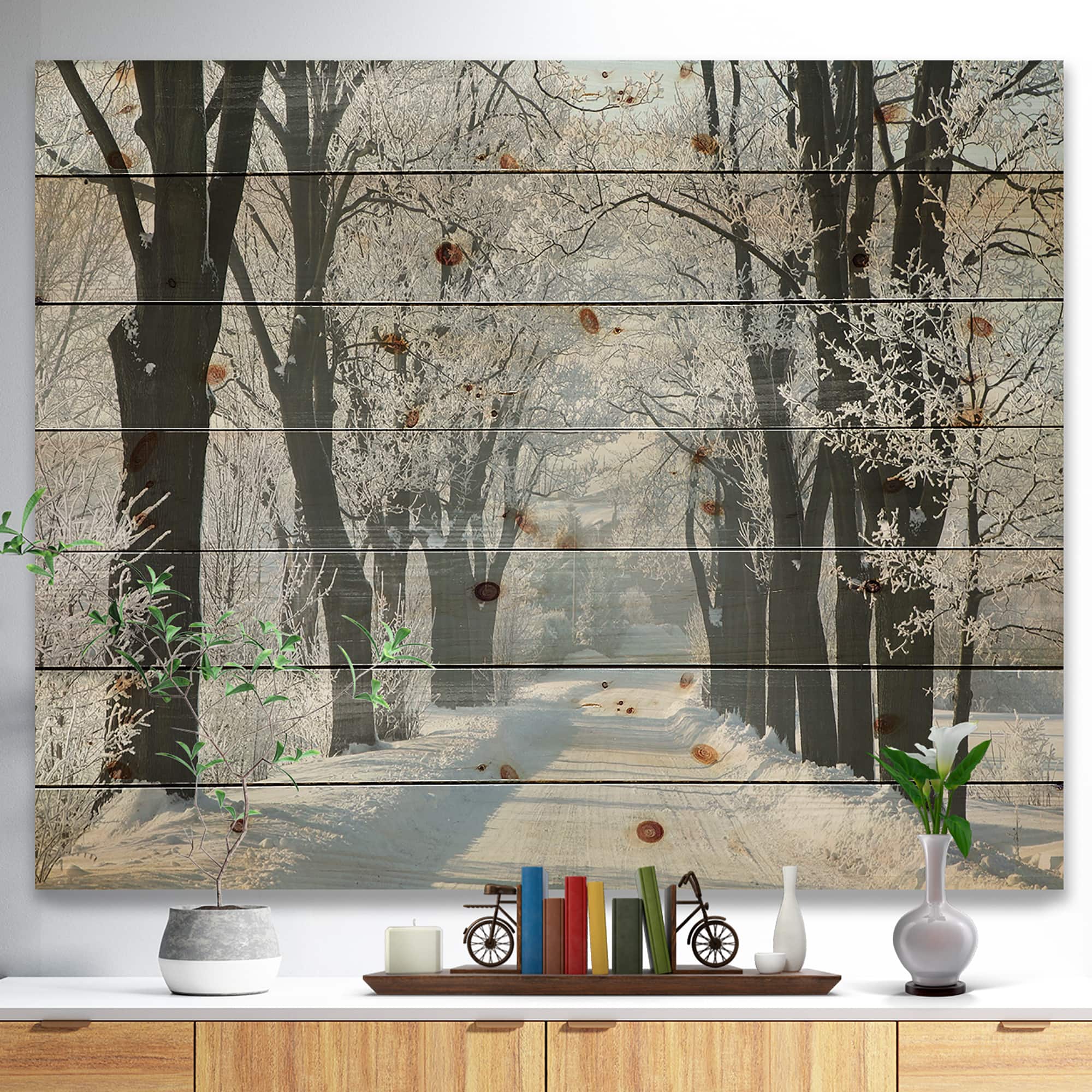 Designart - Country Road Between Foggy Trees