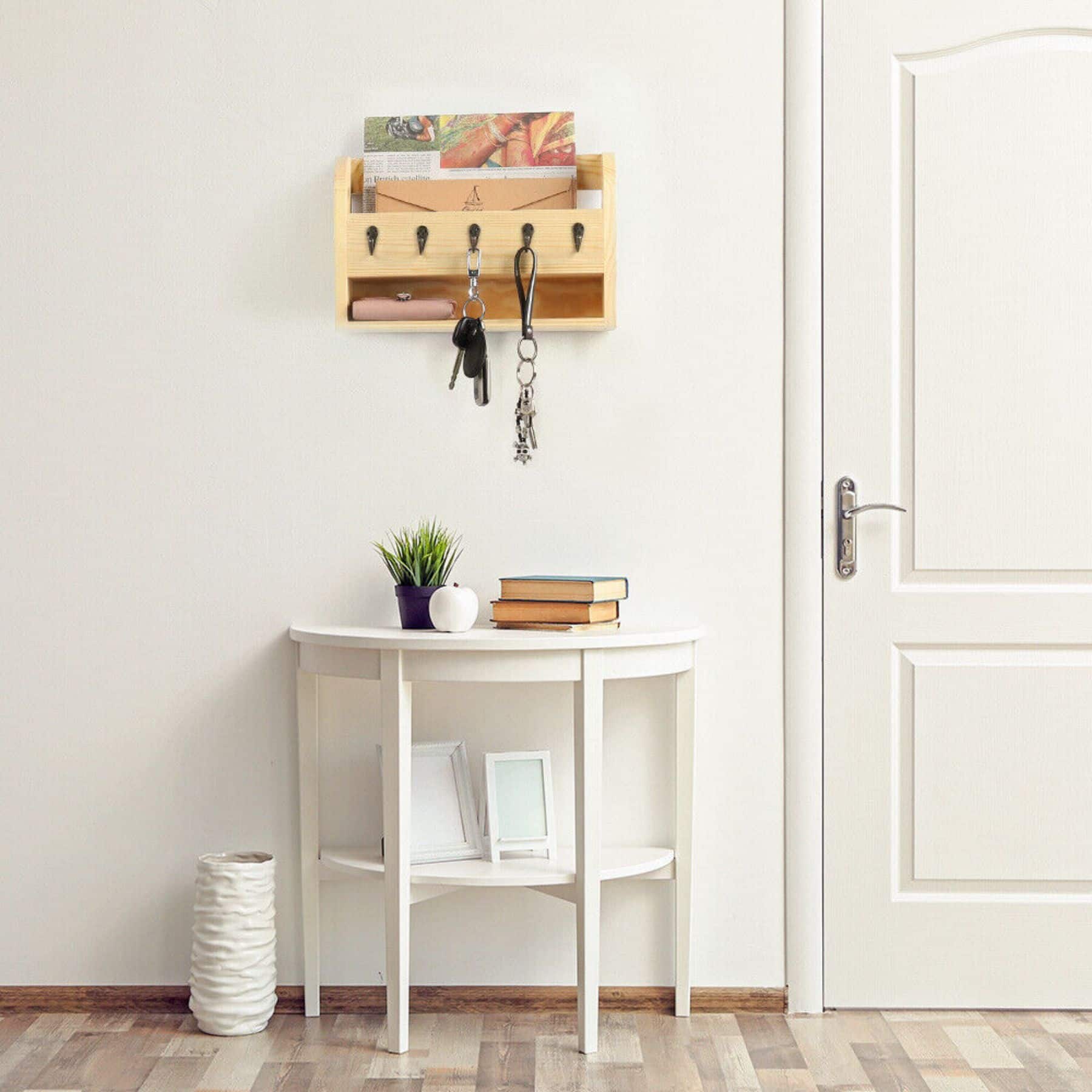 NEX™ Brown Wood Wall Mounted Mail & Key Holder