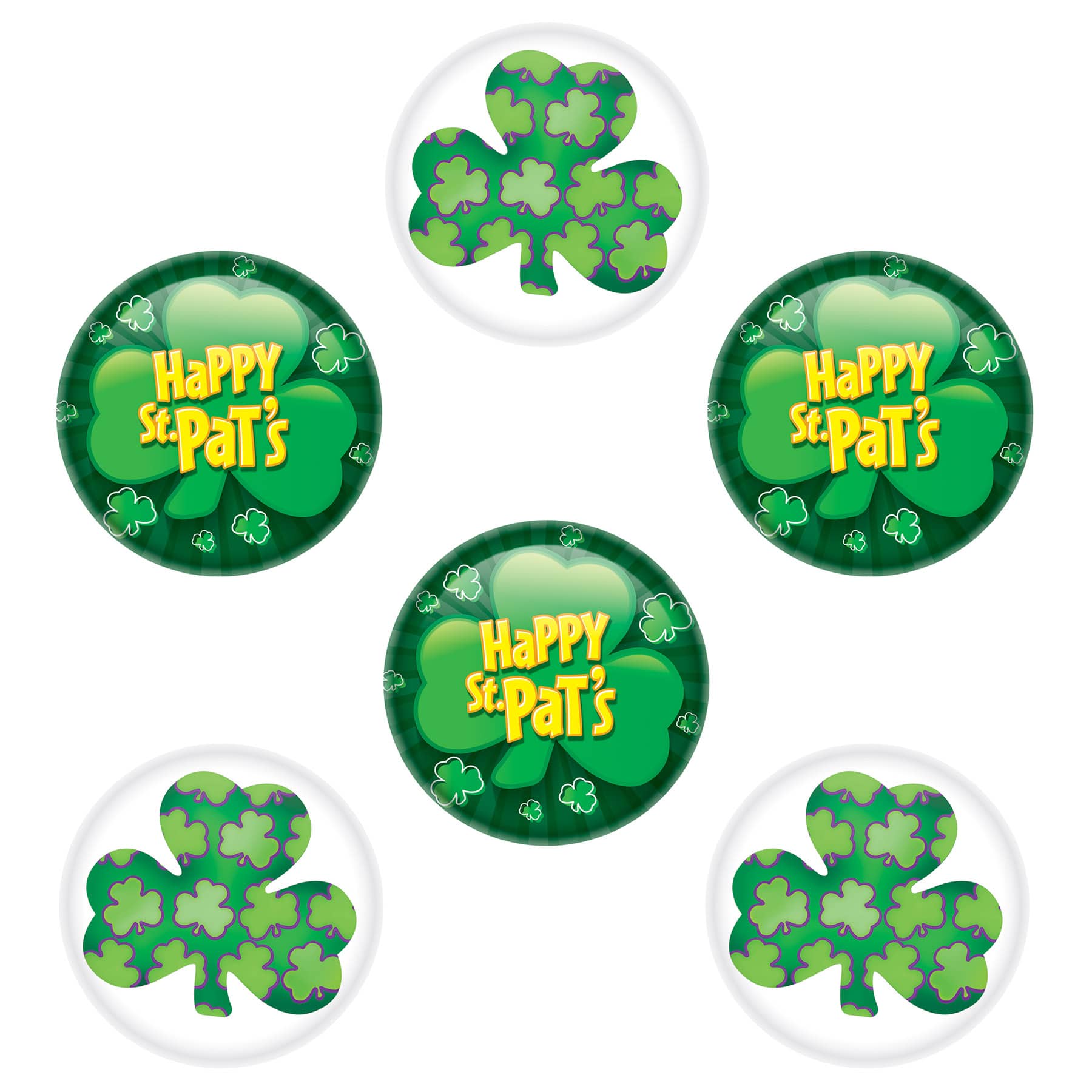 Beistle 2" St. Patrick's Day Buttons, 3 Packs of 2