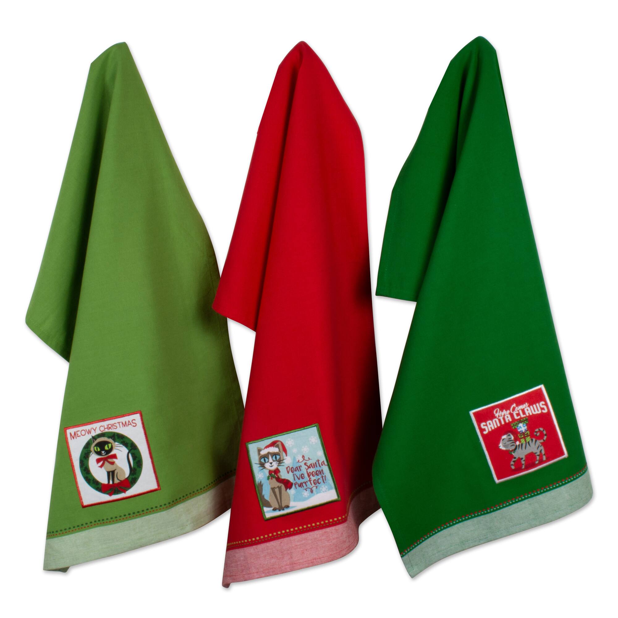 DII® Christmas Kitty Embellished Dishtowel Set