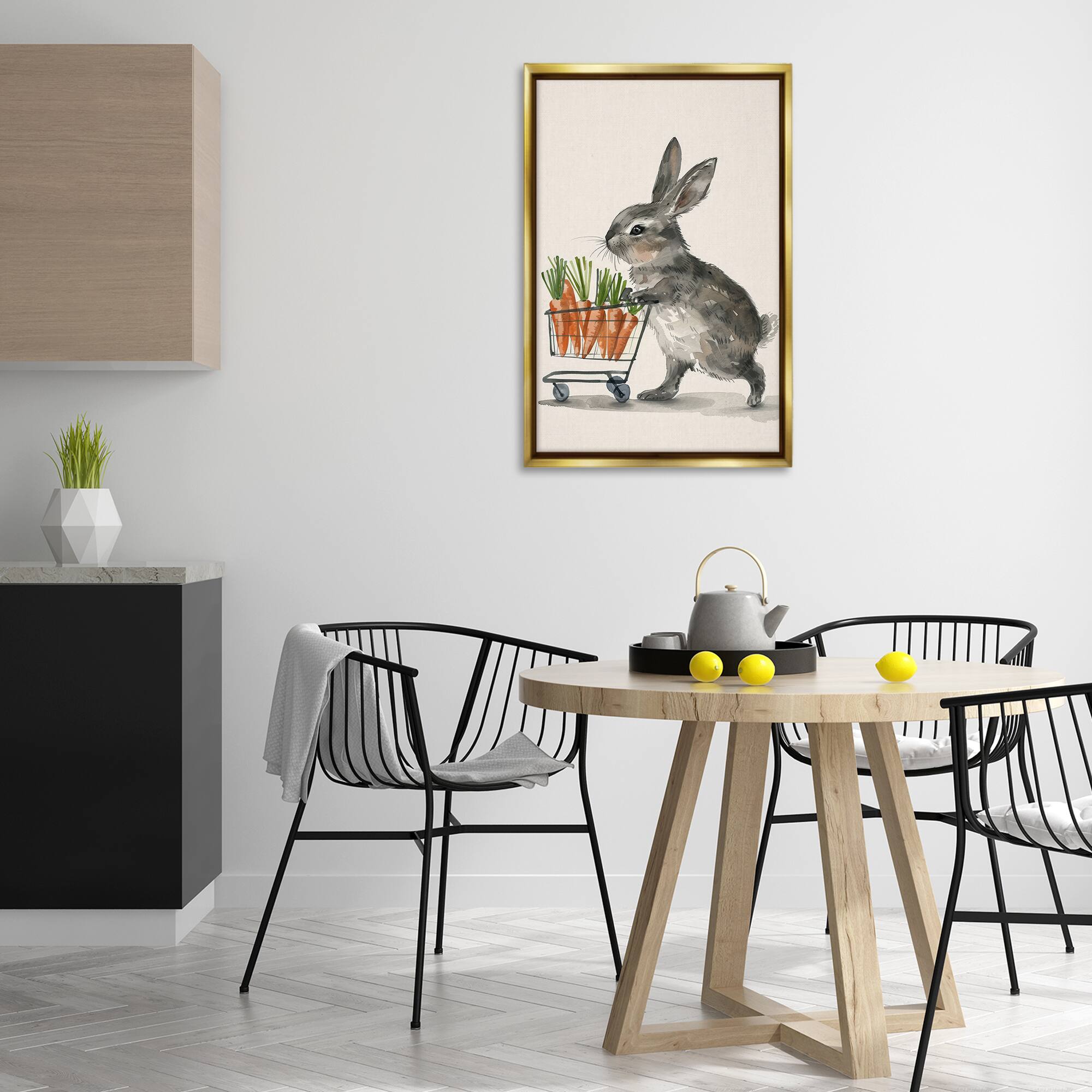 Stupell Industries Bunny with Carrots Floating Frame Wall Art
