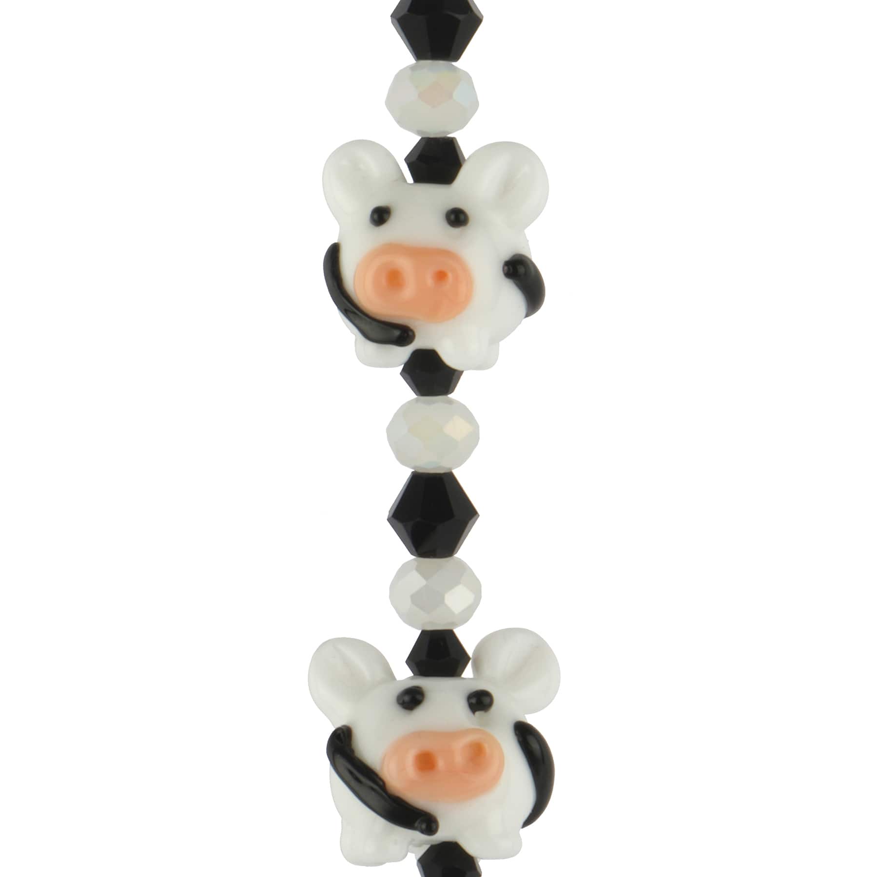 Black & White Lampwork Glass Pig Beads by Bead Landing™