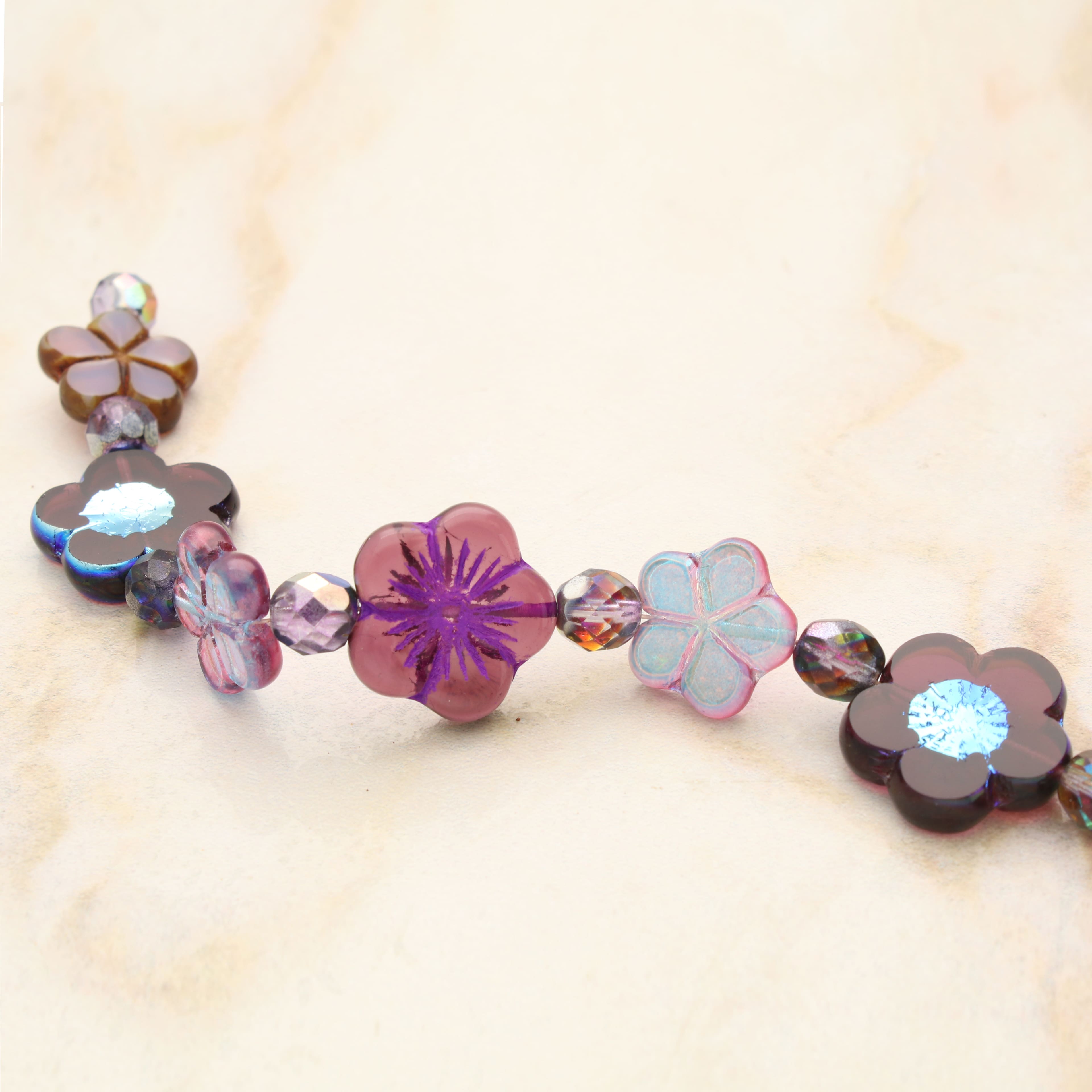 6 Pack: Berry Roses Czech Glass Flower Bead Mix by Bead Landing™