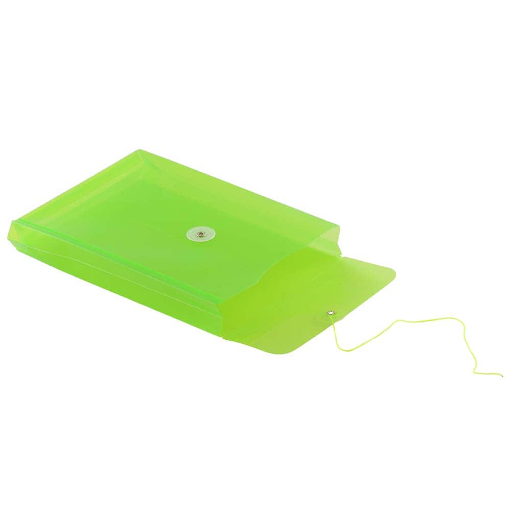 JAM Paper 6.25" x 9.25" Lime Green Button & String Closure Plastic Envelope, 12ct.