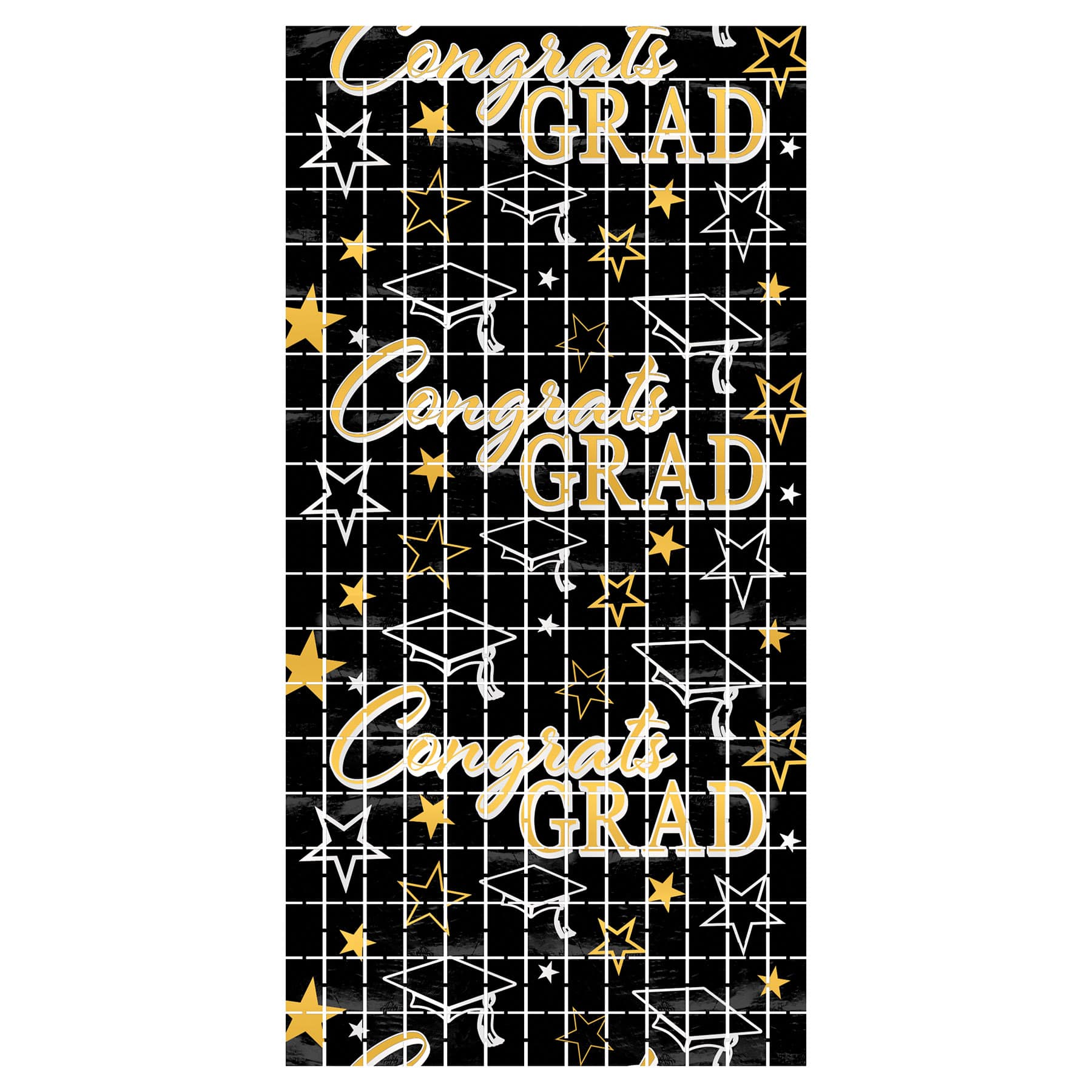 Beistle 6.5ft. Black & Gold Congrats Grad Metallic Square Curtain