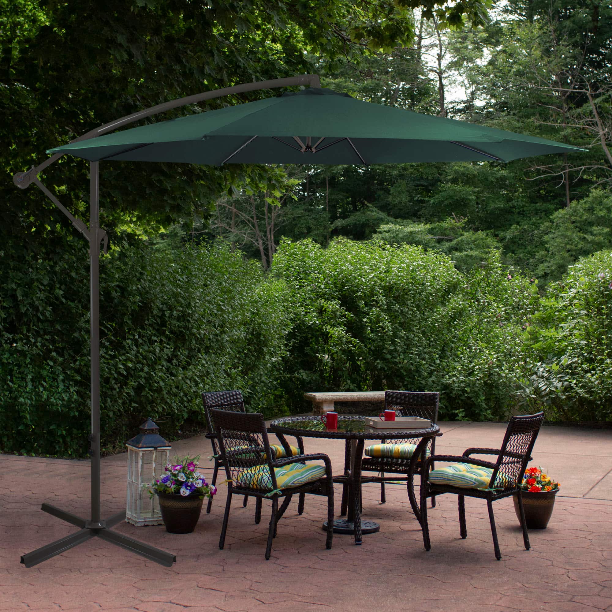 10ft. Offset Outdoor Patio Umbrella with Hand Crank