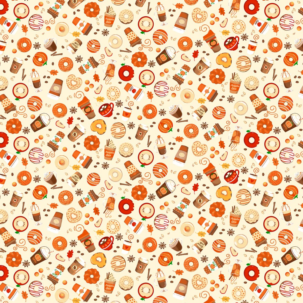 Fabric Traditions Pumpkin Spice Cream Cotton Quilting Fabric