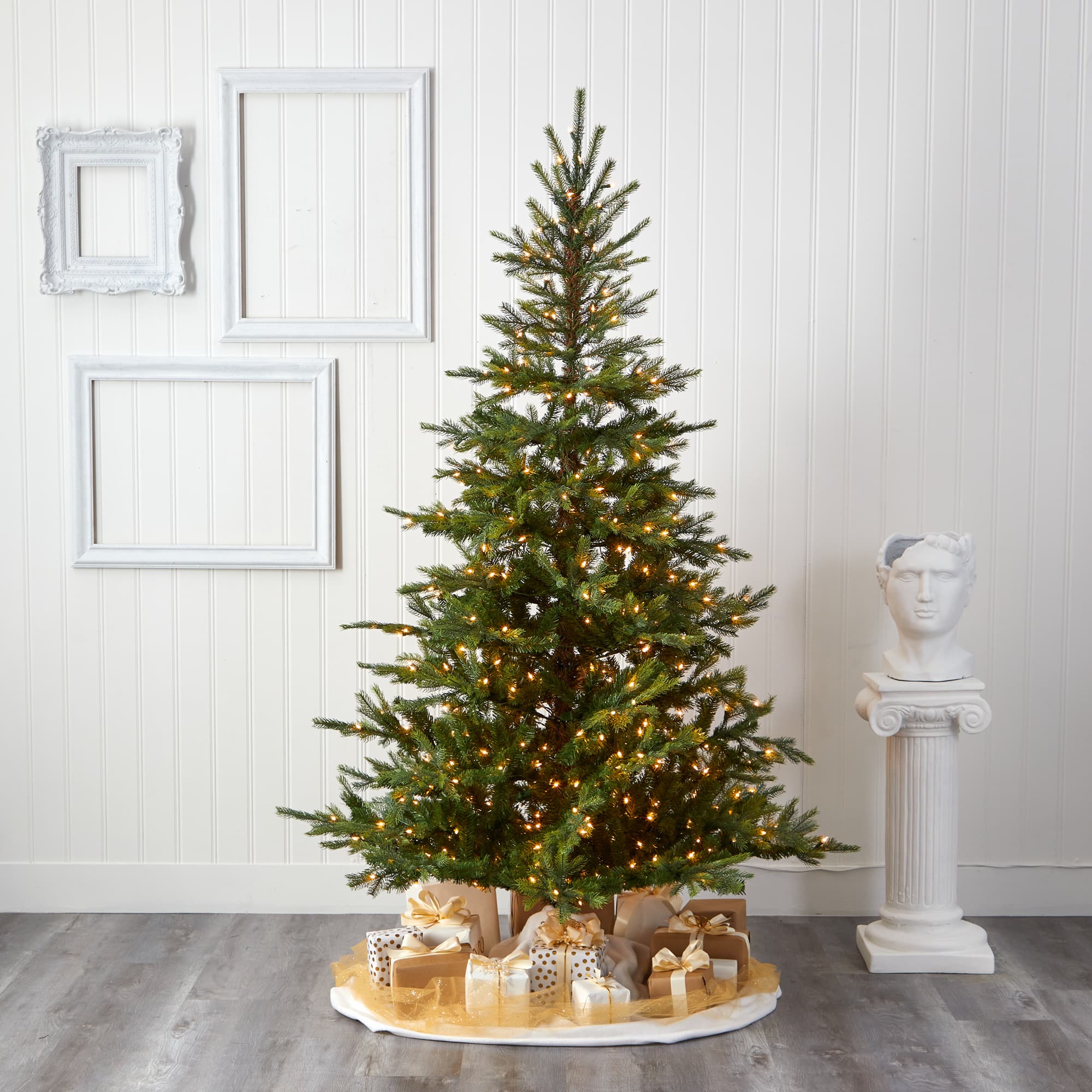 7ft. Pre-Lit North Carolina Spruce Artificial Christmas Tree, Clear LED Lights
