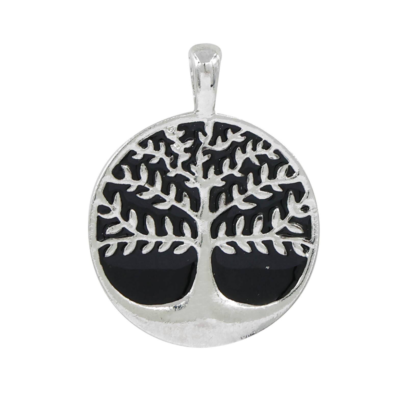Silver & Black Round Tree of Life Pendant by Bead Landing™