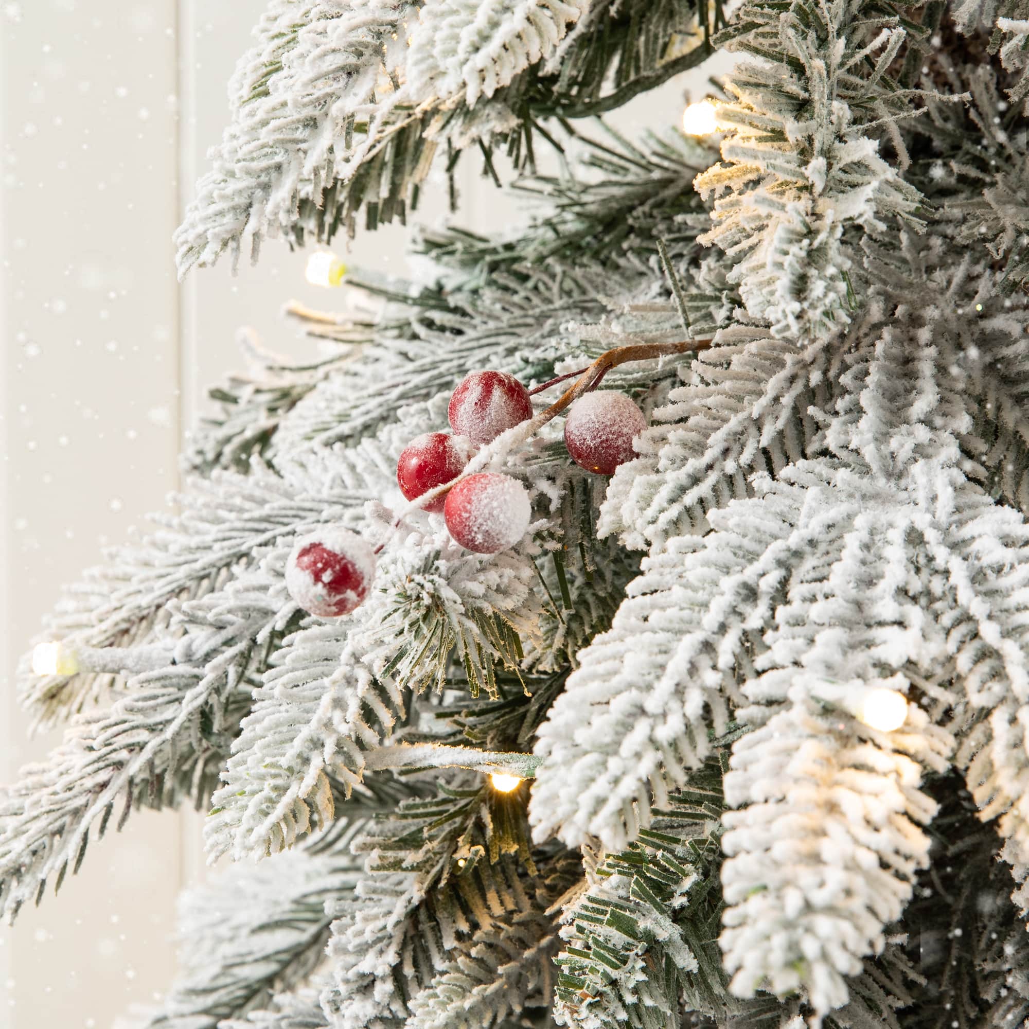 2 Pack 5ft. Pre-Lit Flocked Fir Artificial Christmas Porch Tree in Planter, Warm White Lights