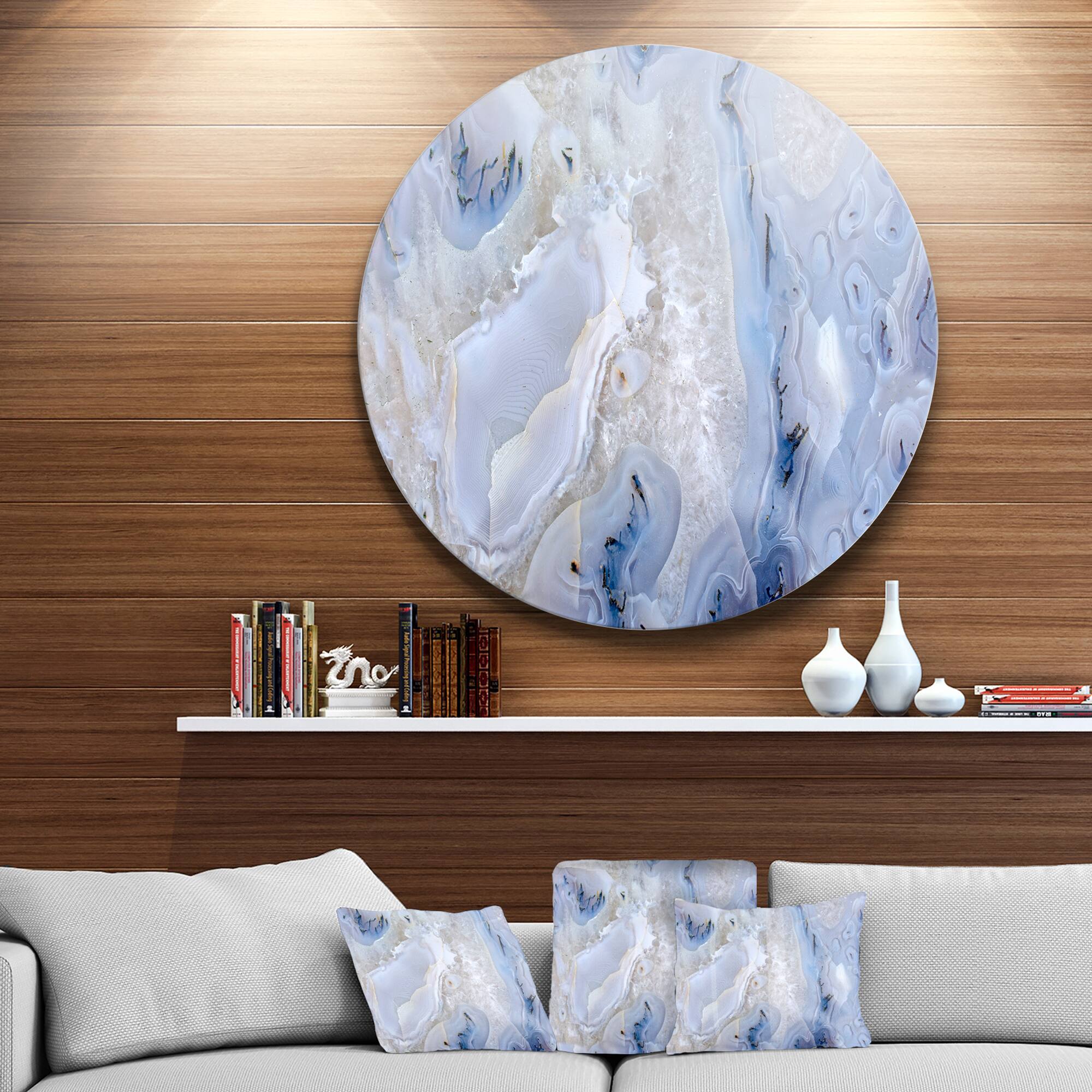Designart - Agate Stone Background' Disc Abstract Metal Circle Wall Art Print