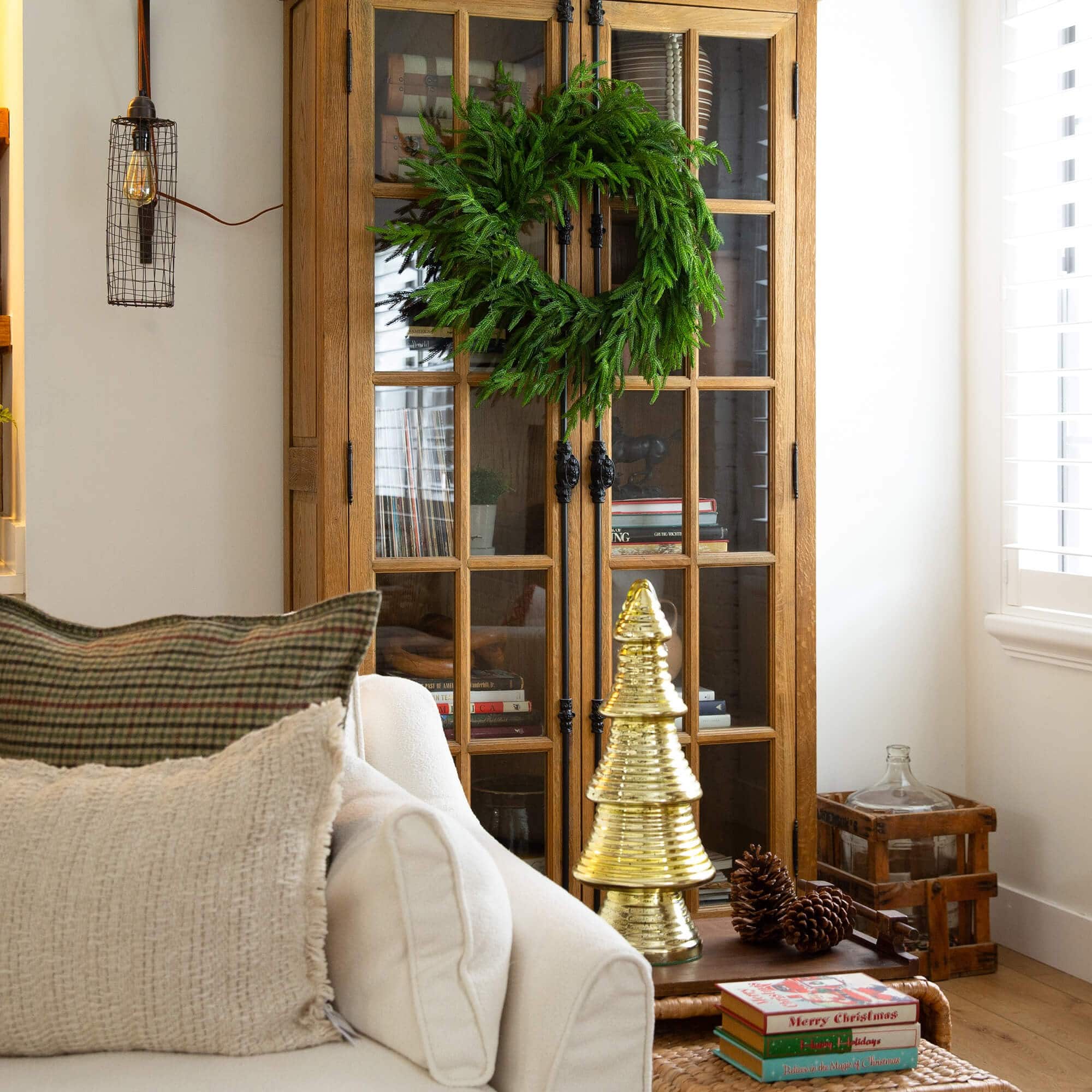24in. Artificial Real Touch Norfolk Island Pine Wreath with Natural Look