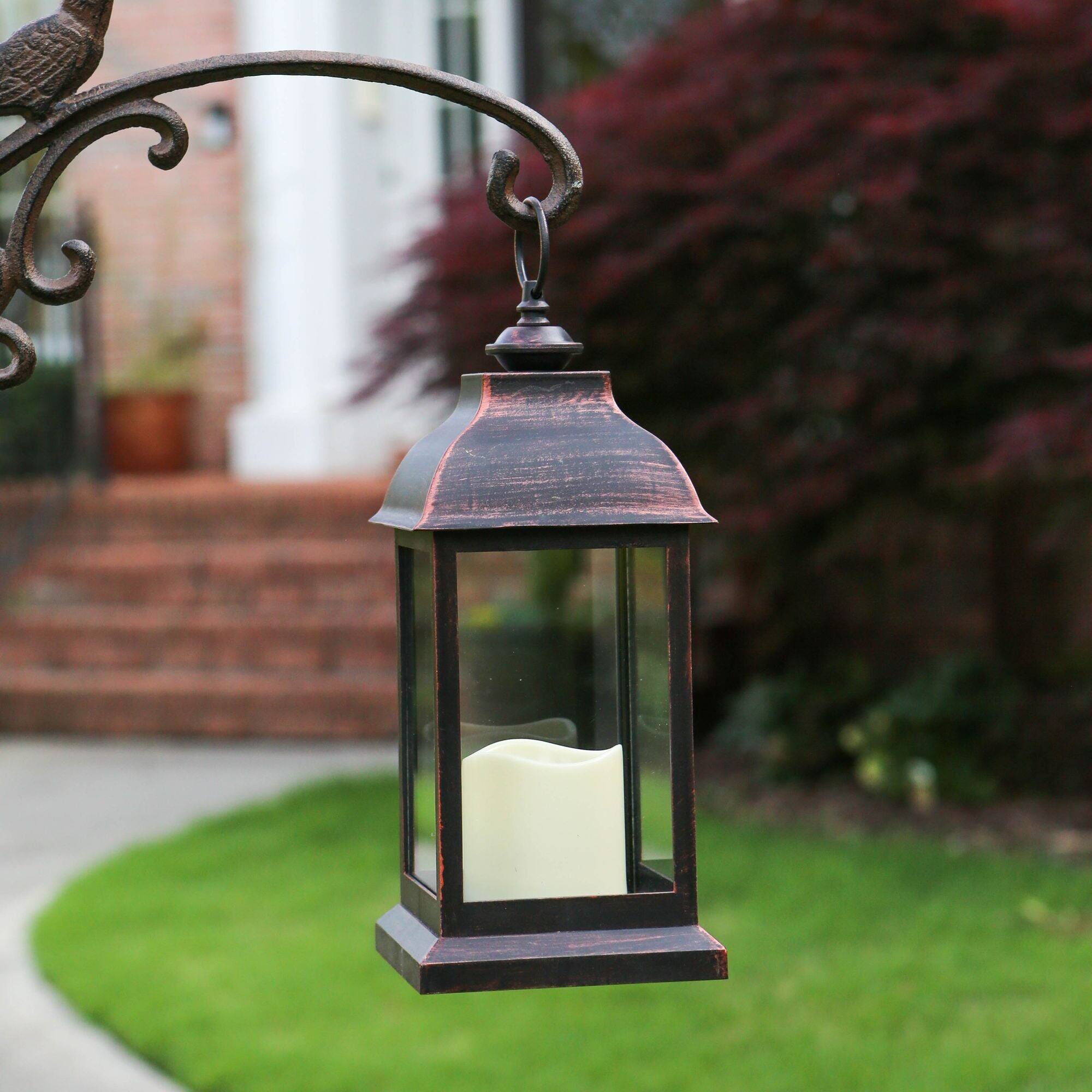 Kate Aspen® 12" LED Vintage Manchester Decorative Copper Lantern