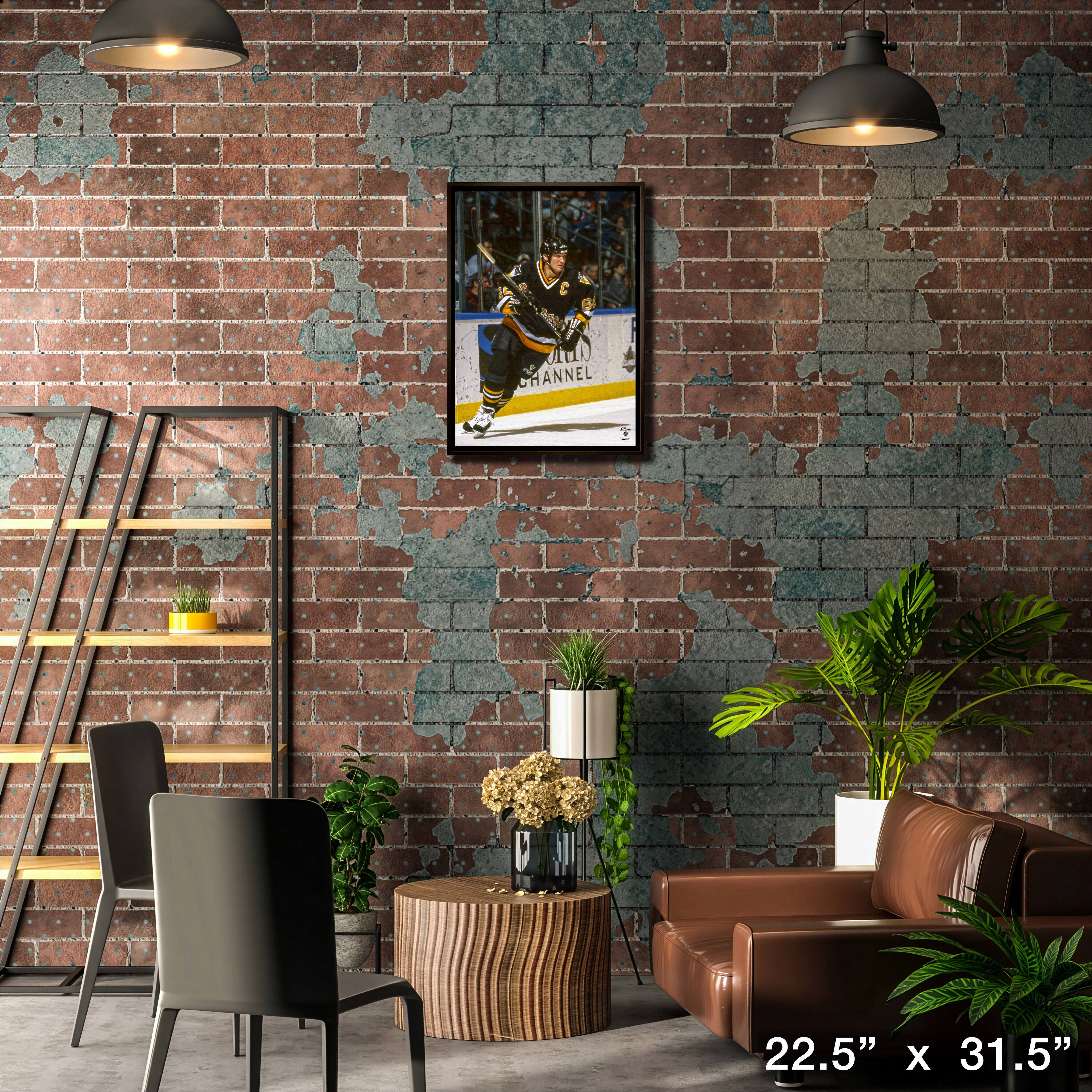 Mario Lemieux 20" x 29" Framed Canvas Penguins Action-V 22.5" x 31.5"