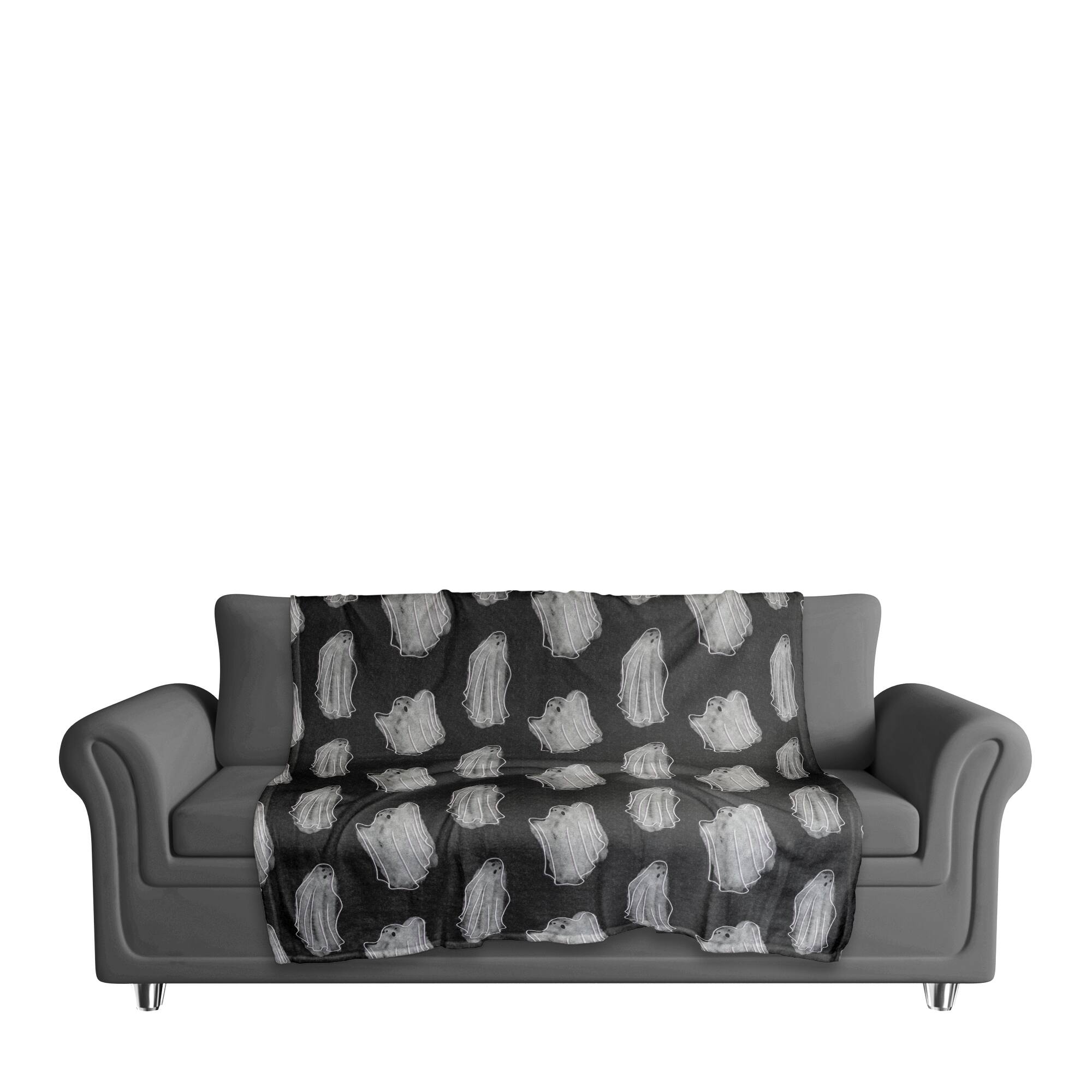 Black Haunty Ghost Pattern Fleece Blanket