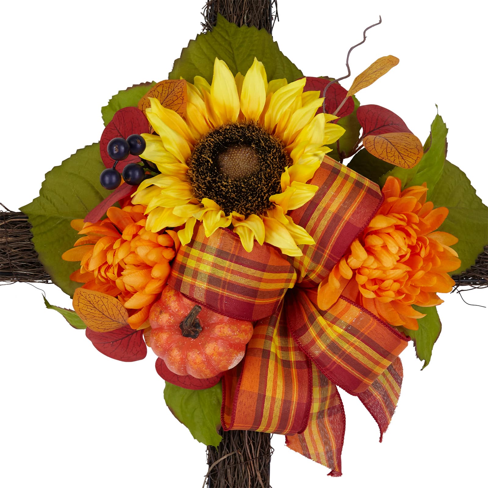 38" Yellow Sunflower & Pumpkin Mix Cross by Ashland®