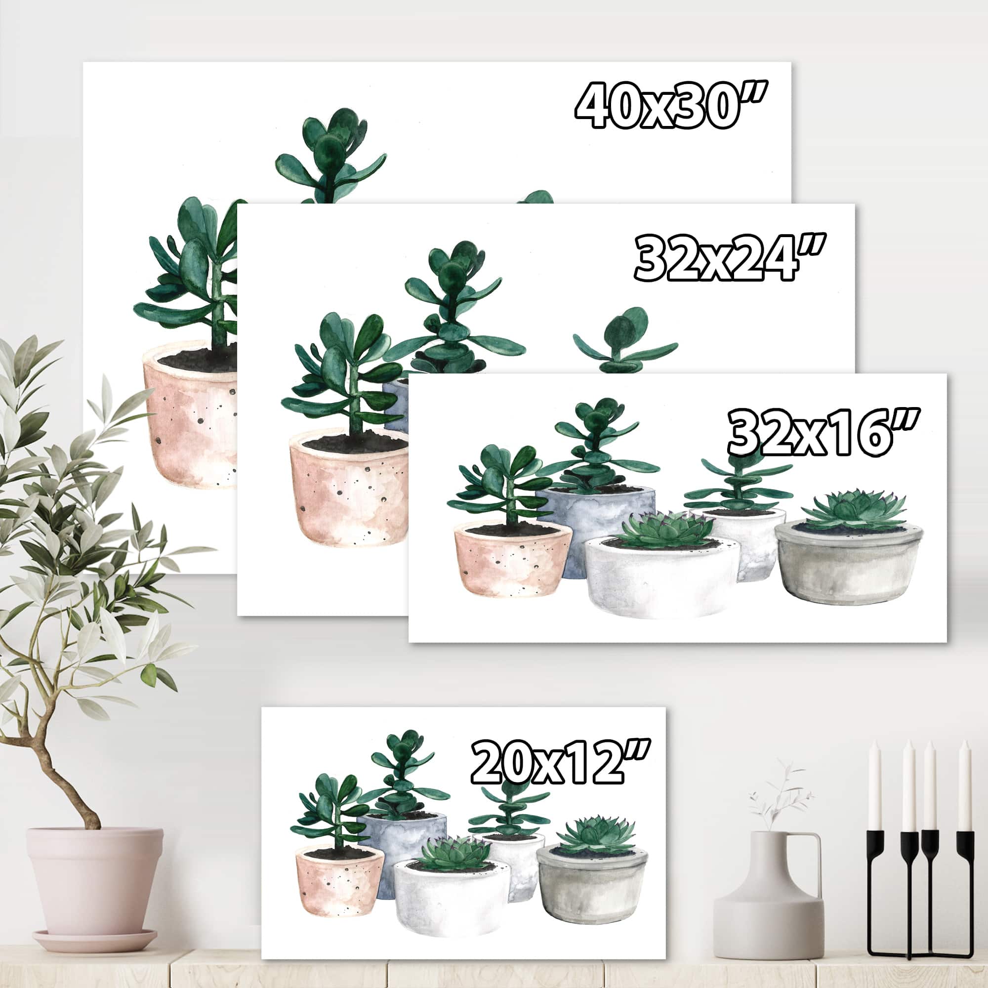 Designart - Cactus and Succulent House Plants VI - Farmhouse Canvas Wall Art Print