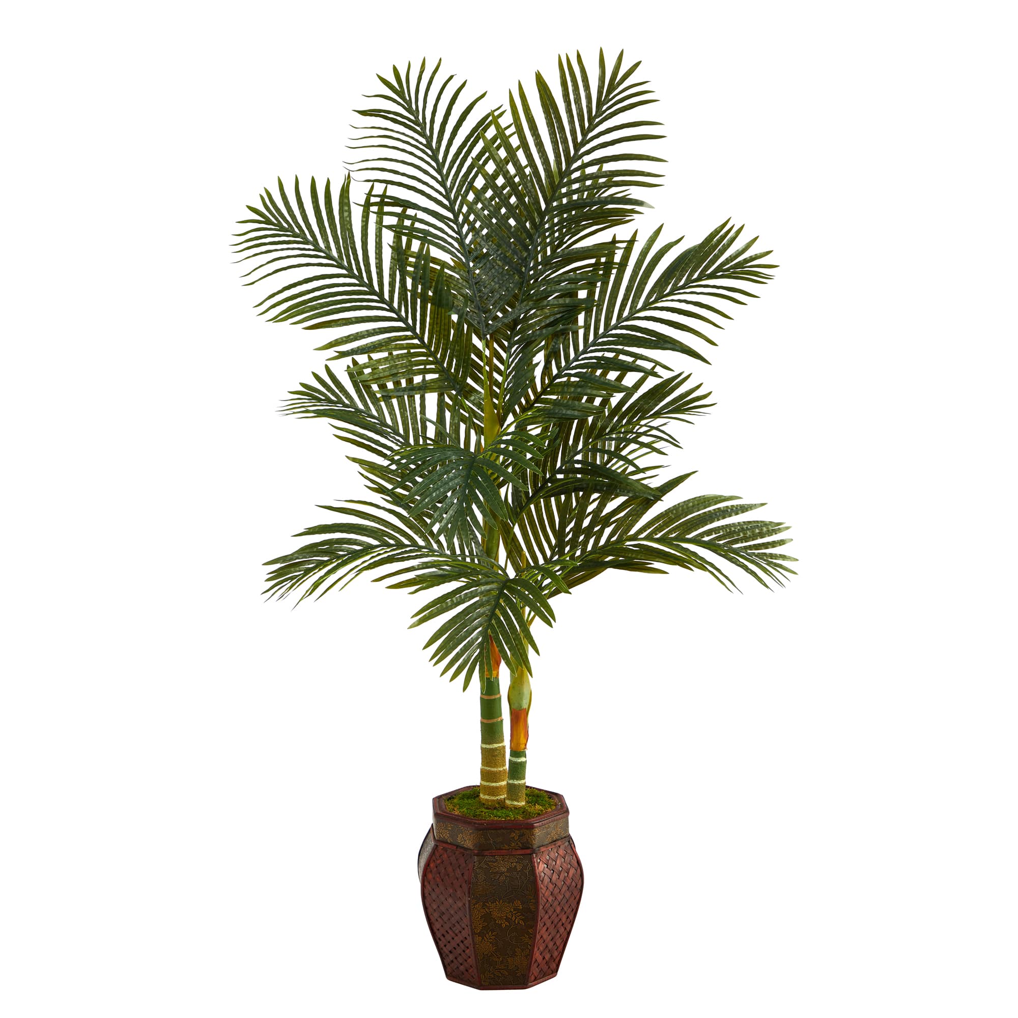 5.5ft. Golden Cane Artificial Palm Tree in Decorative Planter