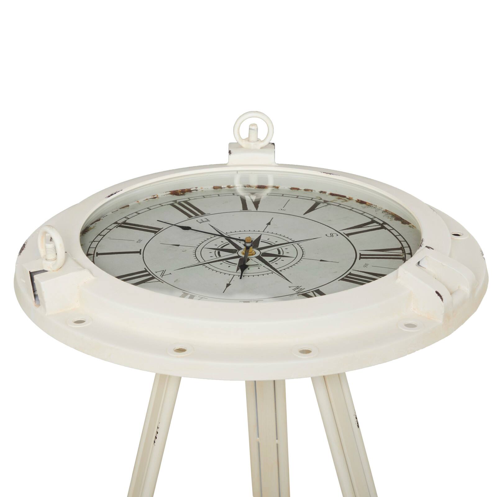 27" White Iron Coastal Accent Table