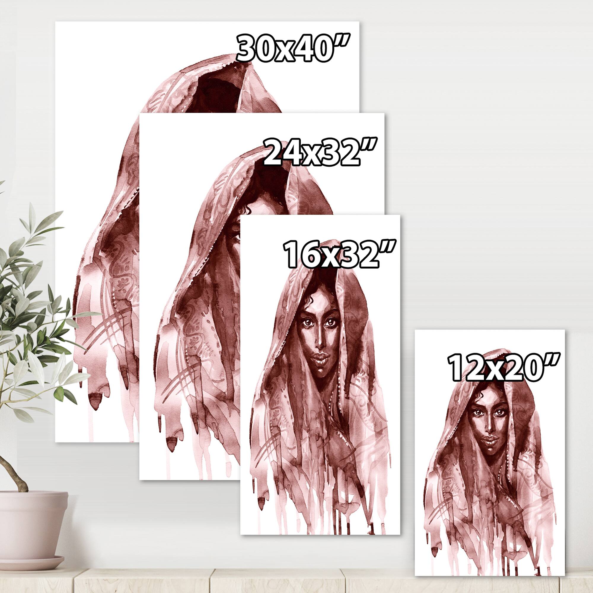 Designart - Monochrome Portrait of Young Indian Woman II - Modern Canvas Wall Art Print