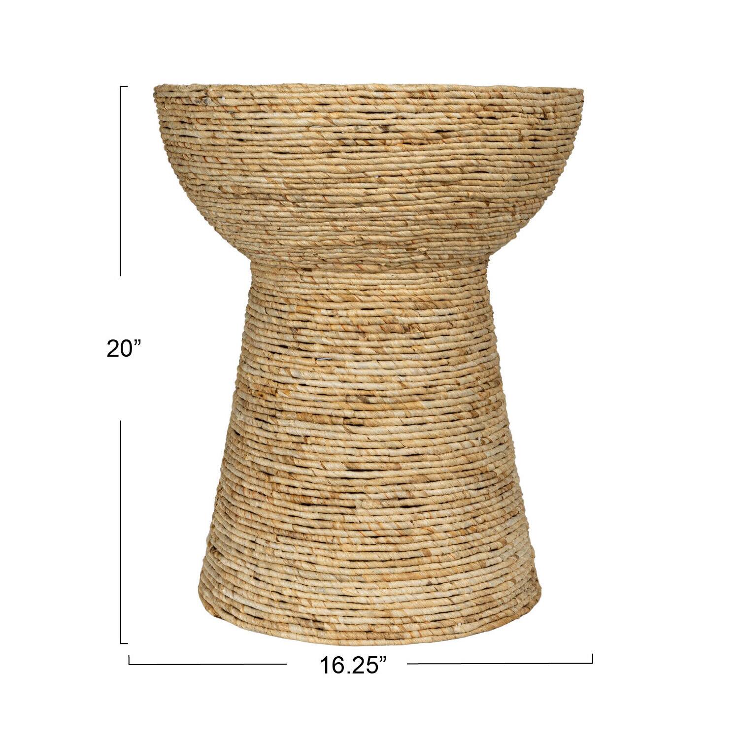 Hello Honey® 20" Natural Coiled Corn Rope Round Accent Table