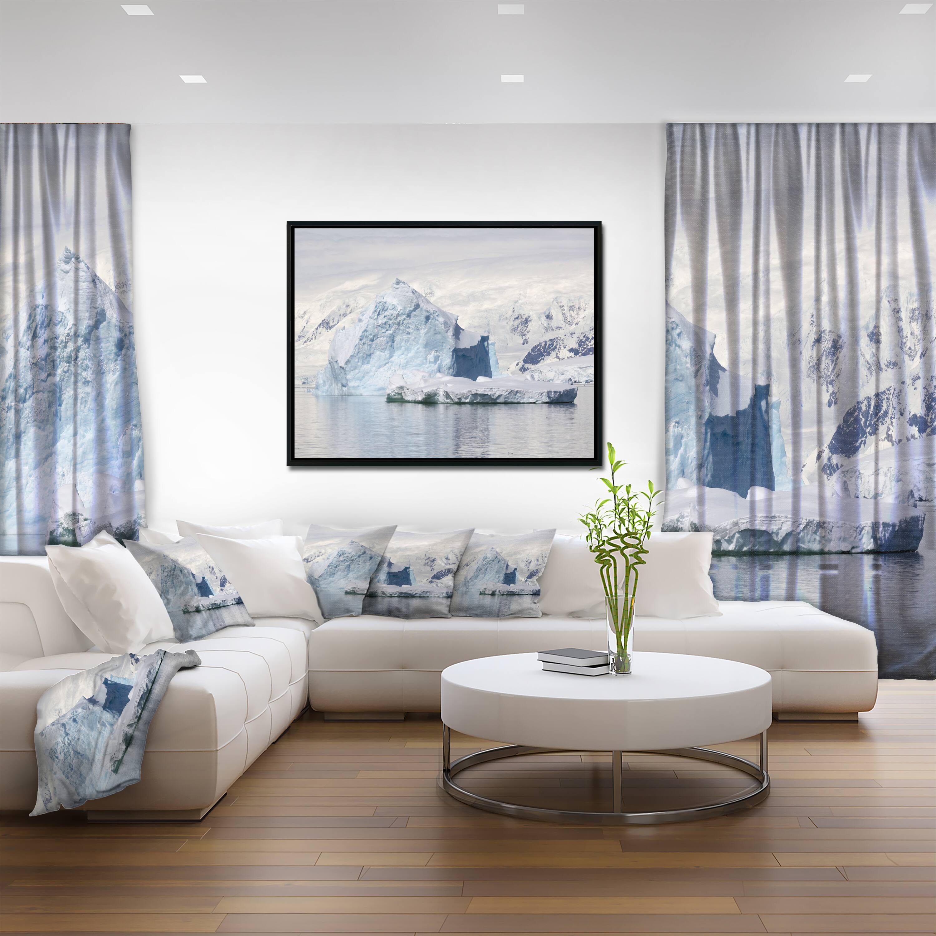 Designart - Antarctica Mountains - Landscape Photo Canvas Art Print in Black Frame