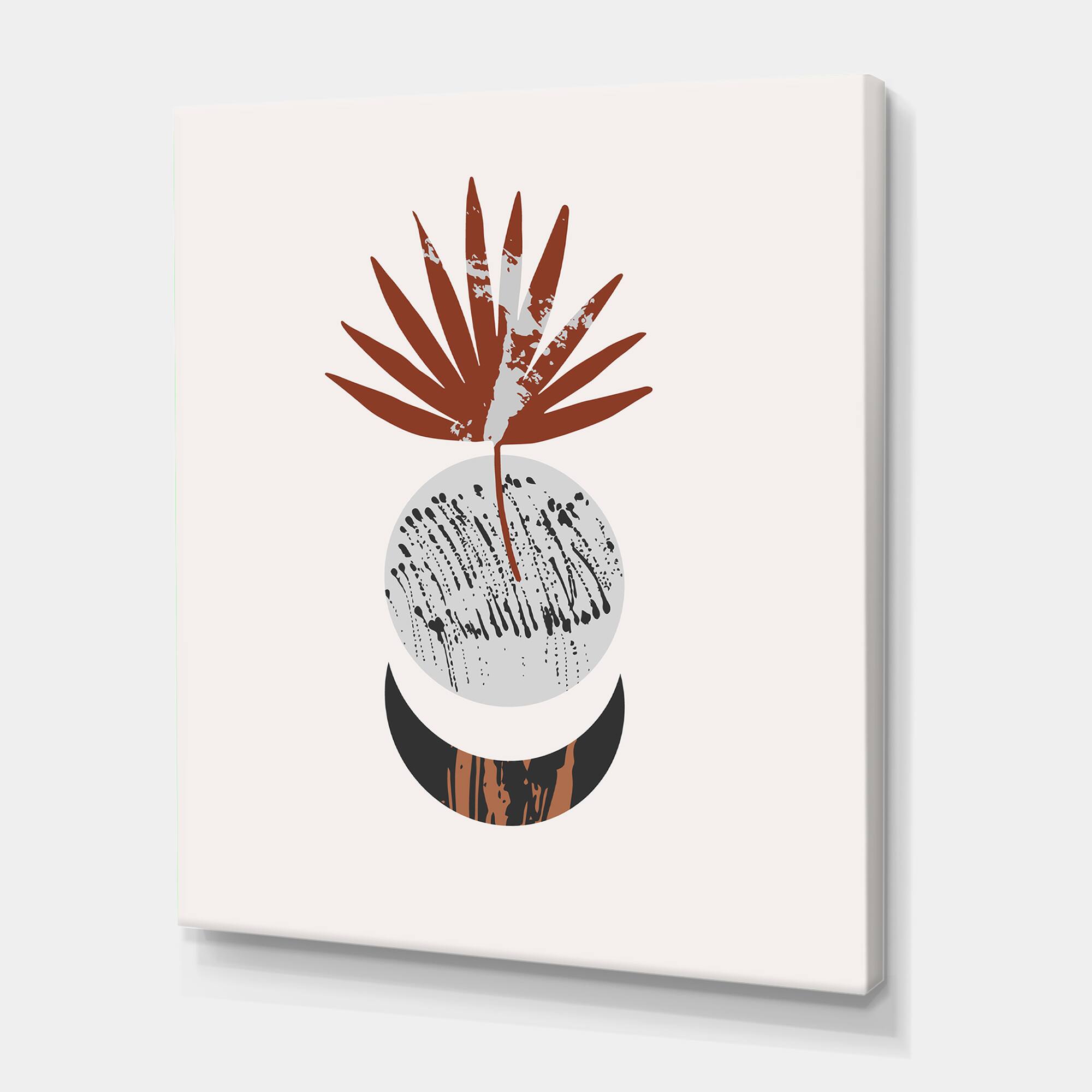 Designart - Moon and Sun Shapes In Retro Terracotta Tones II - Modern Canvas Wall Art Print