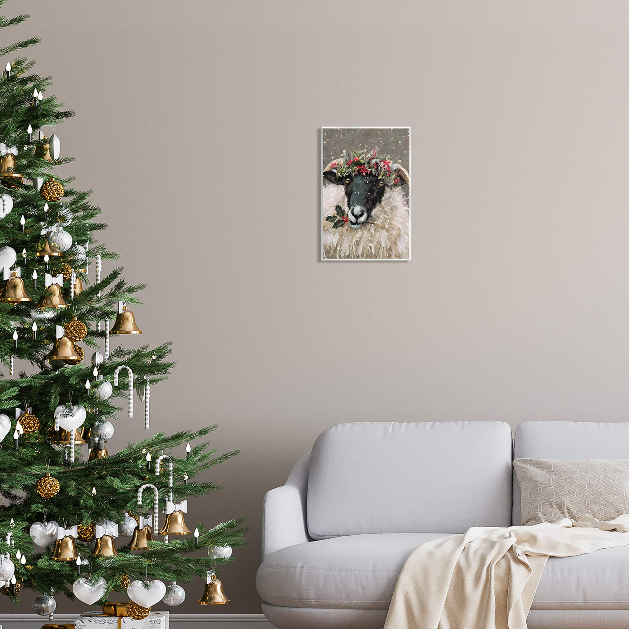 Stupell Industries Holiday Berries Farmhouse Sheep Wall Plaque Art