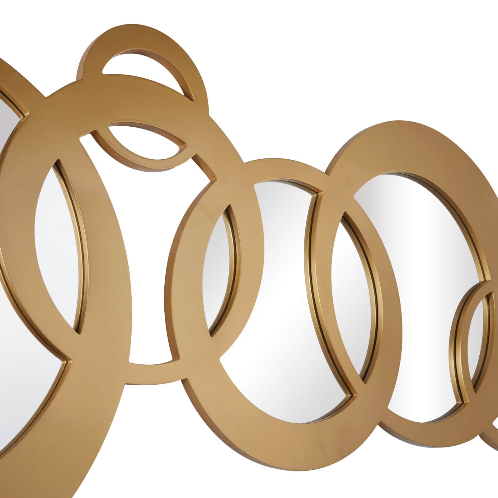 Gold Wood Circles Geometric Wall Mirror 56" x 1" x 23"